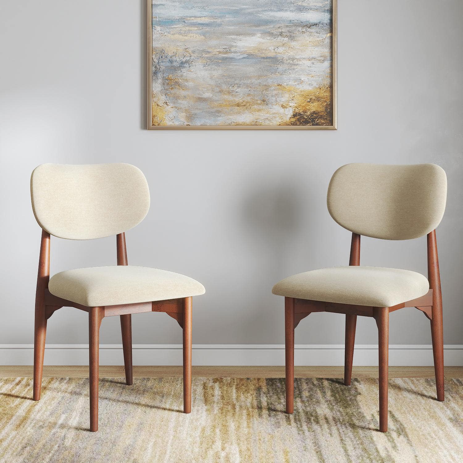 Ollie Solid Wood Dining Chair Set of 2 in Honey Finish
