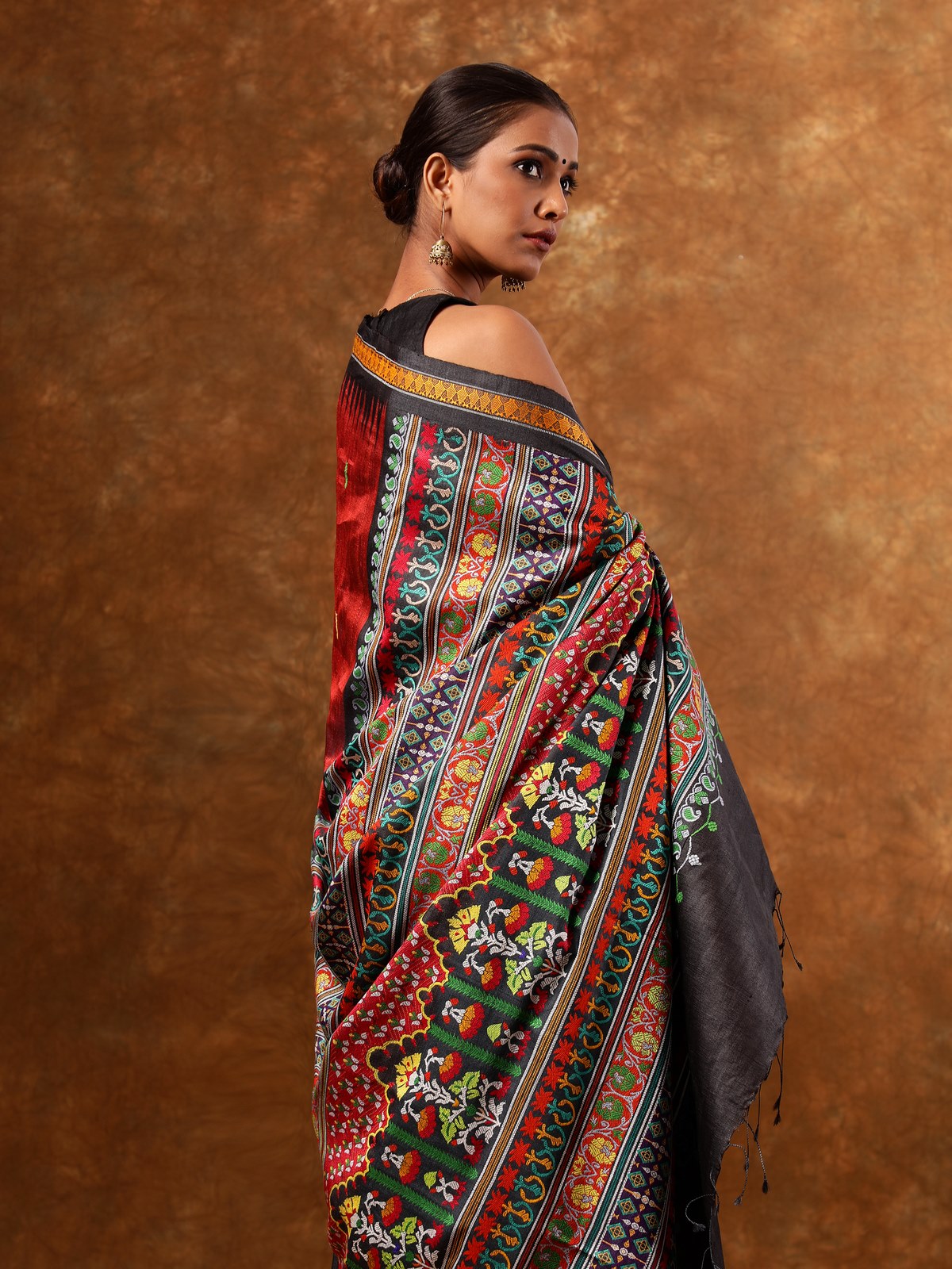 Magenta Tussar Silk Saree