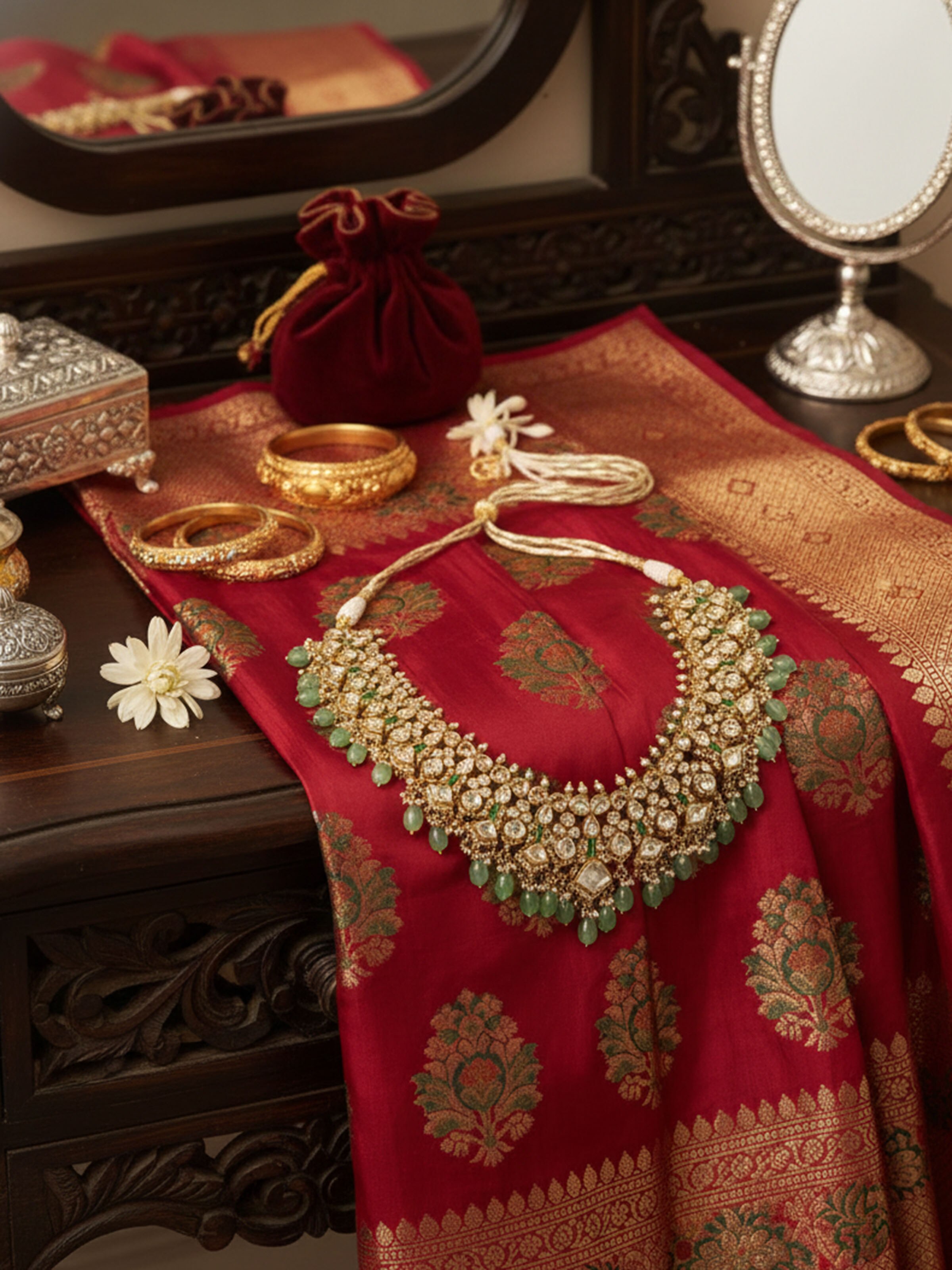 Lifestyle view of Silver Smithing collar necklace