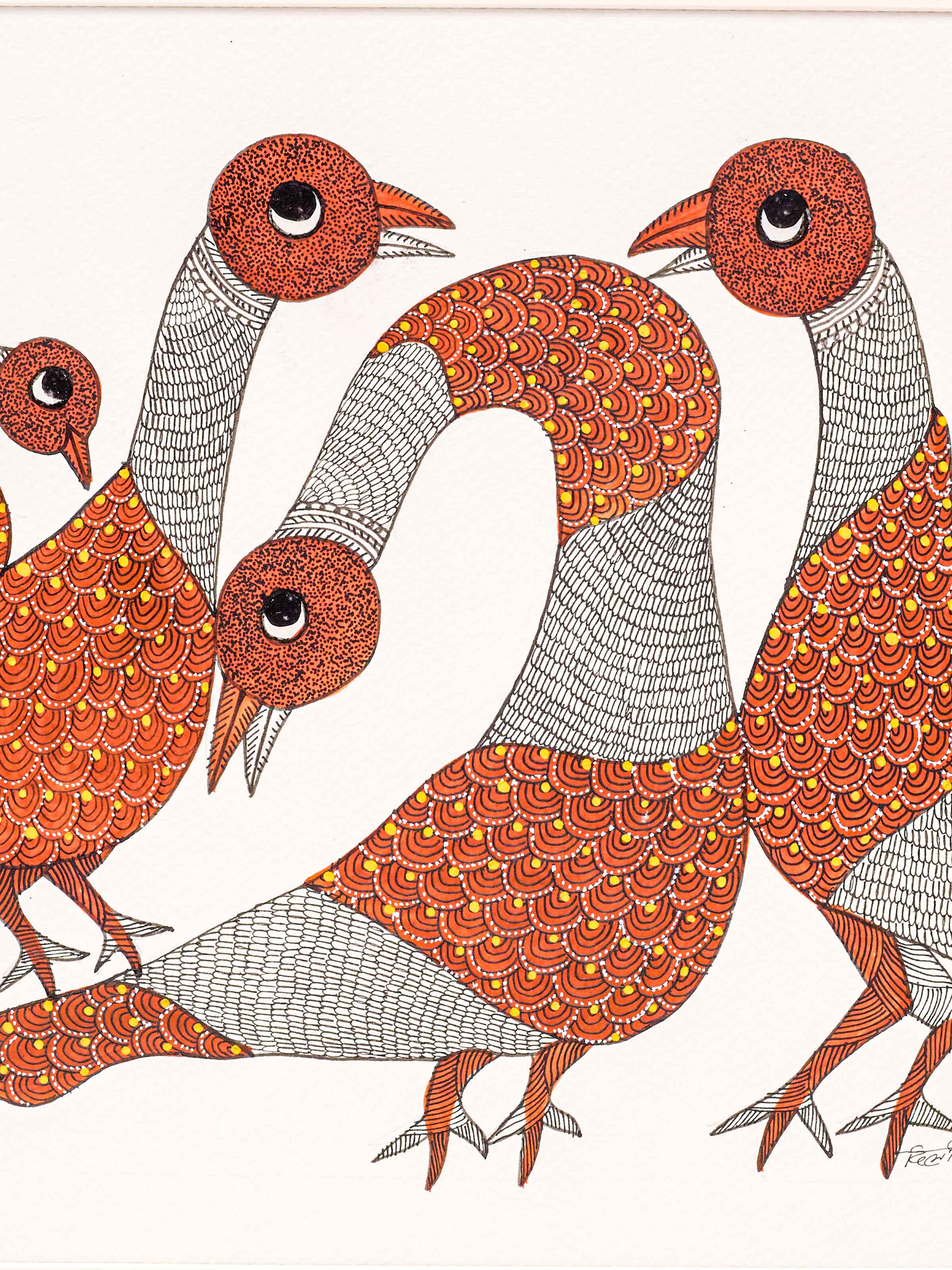 Resting Feathers Gond Art