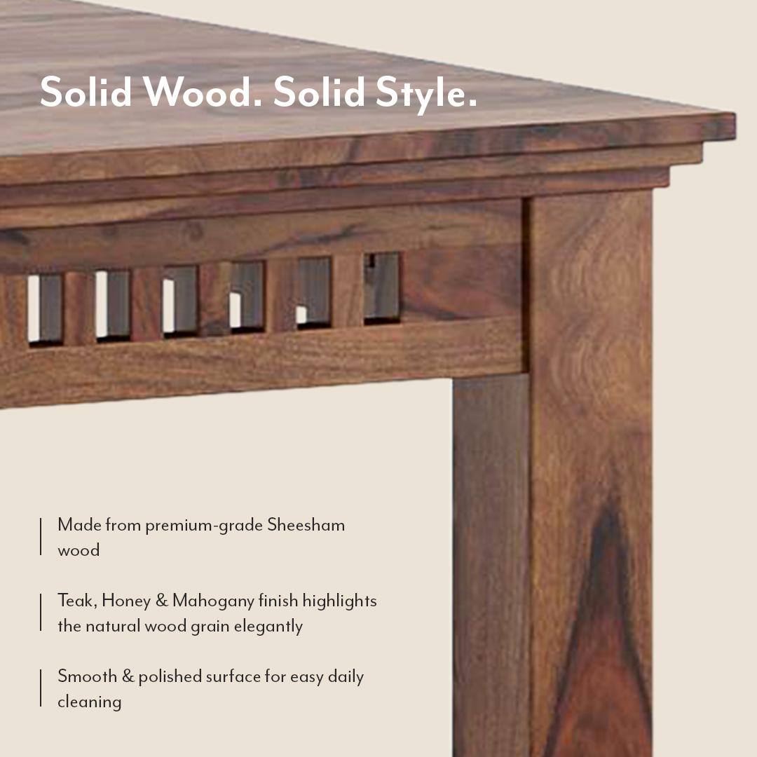 Fidora 4 Seater Dining Table In Teak Finish