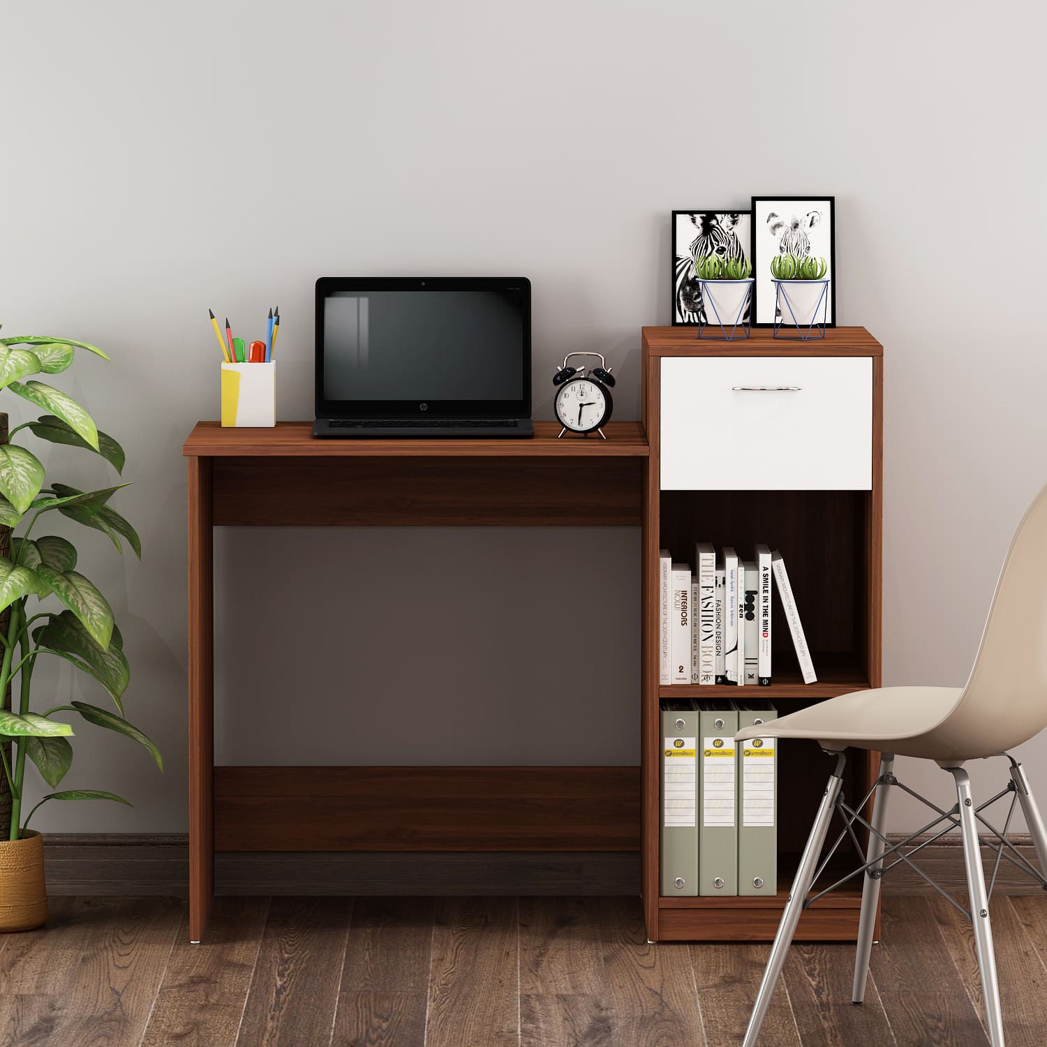 Nova Home office table Walnut and Frosty White