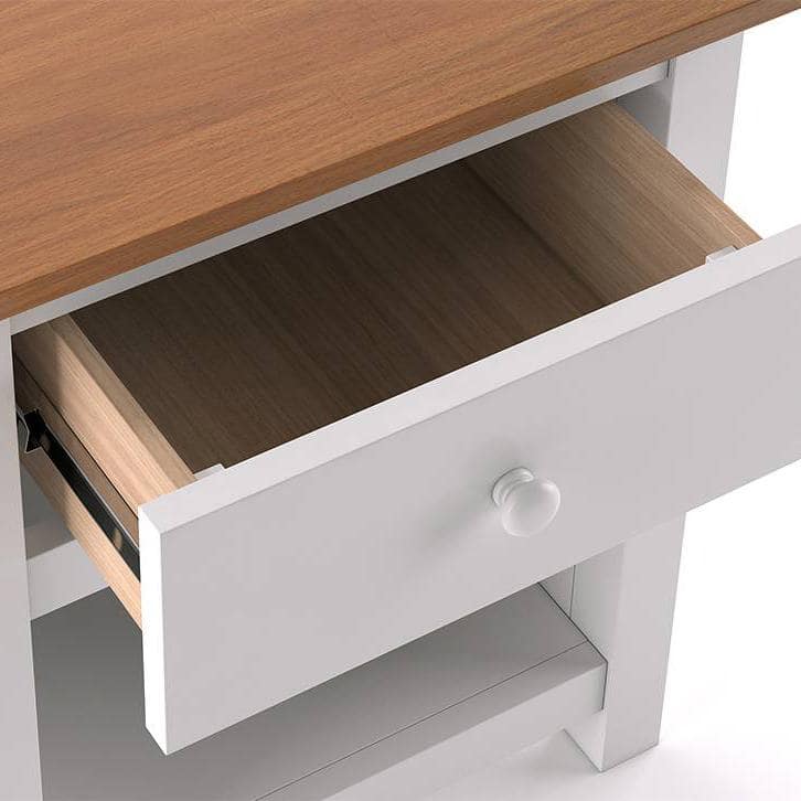 Evelyn Rubber Wood Bedside Table in White Finish