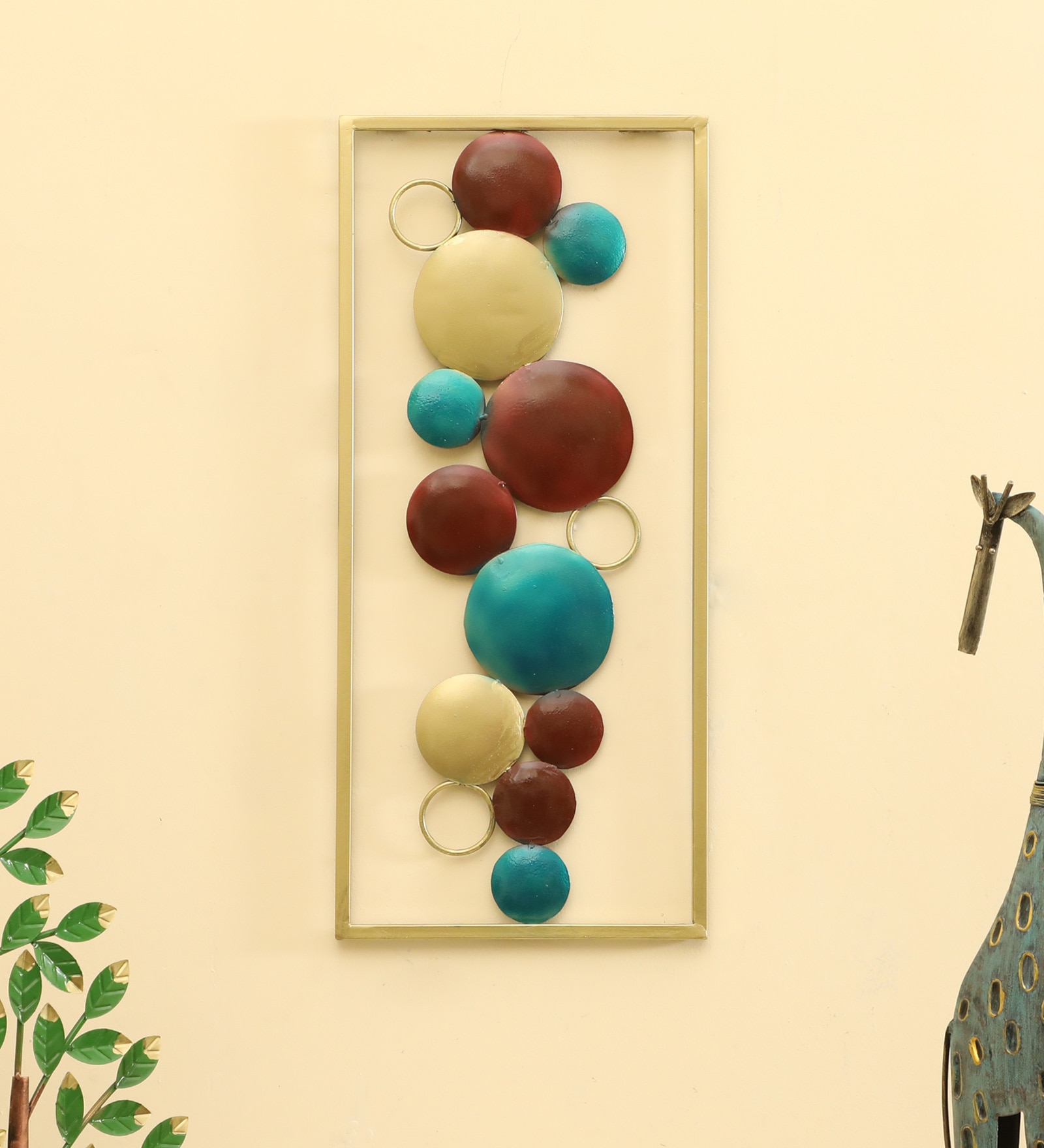 Bubbles Abstract Metal Wall Decor in Multicolor Set of 1