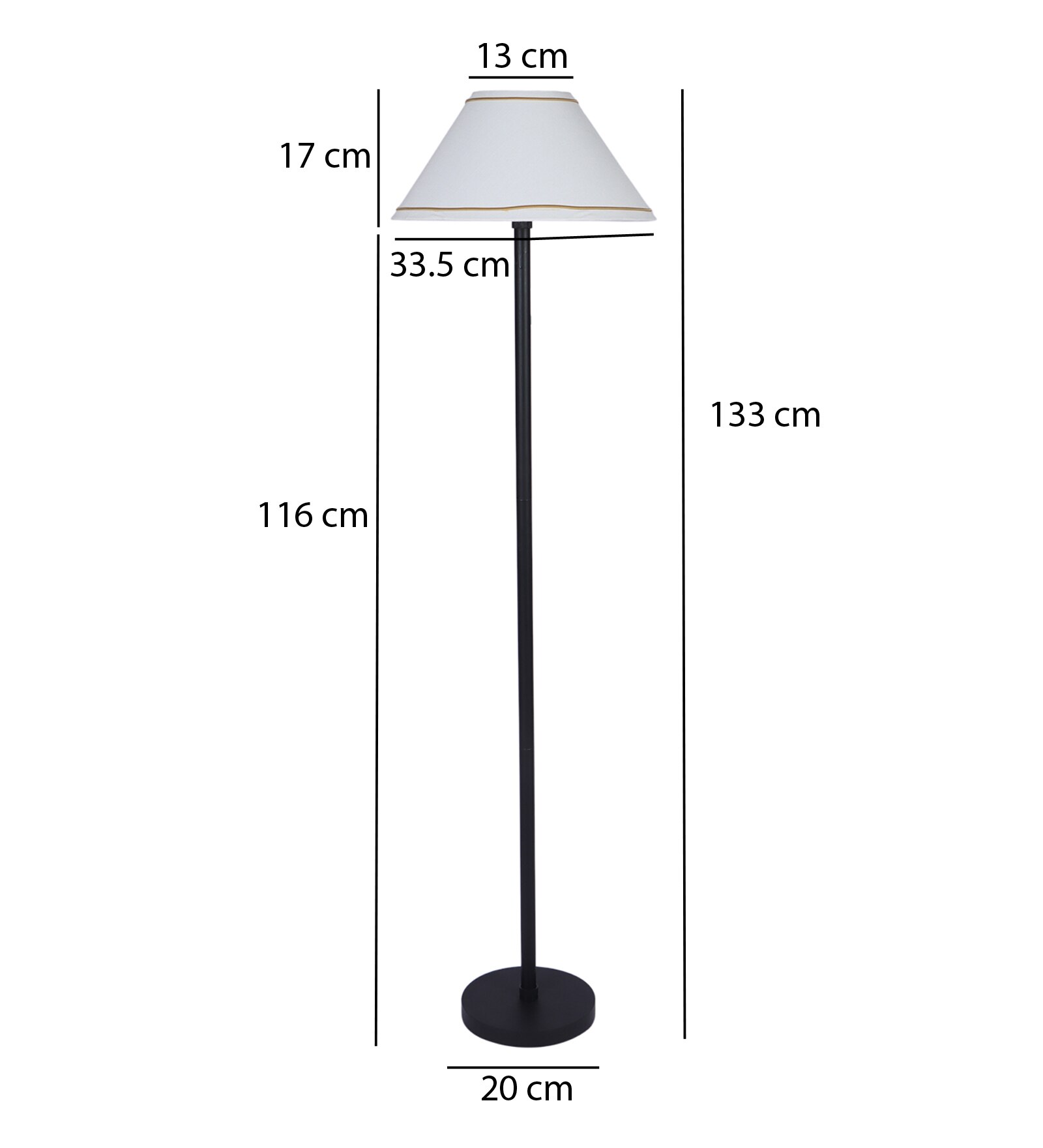 47" Gold Piping Floor Lamp with Off White Shade