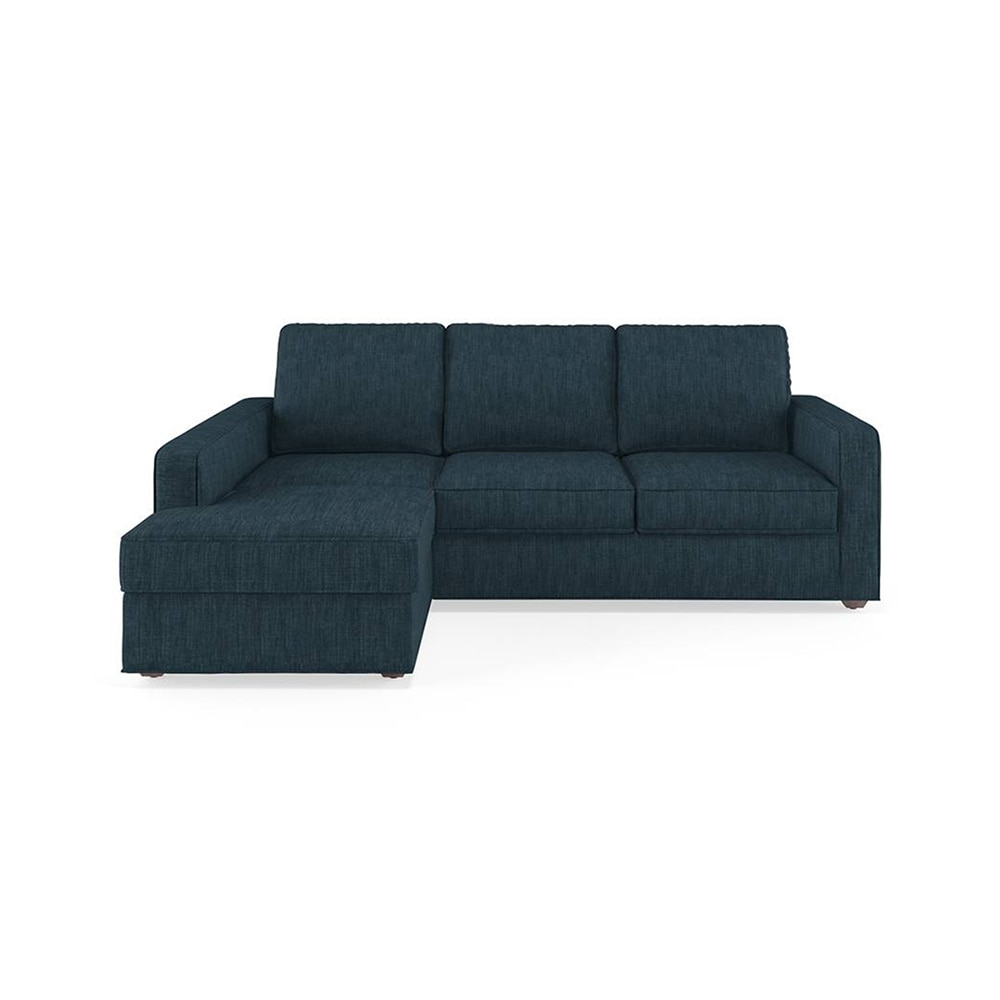 Apollo Compact Sofa (Colour : Indigo Blue, Cushion : Soft, Back Type : Regular, Seating Capacity : Left Aligned 2 Seater + Left Aligned Chaise + Ottoman)