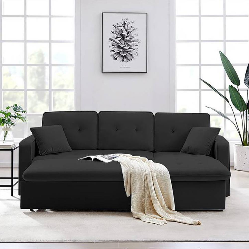 Universe  Pull Out Sofa cum Bed  in Black Colour - Home Lifestylez