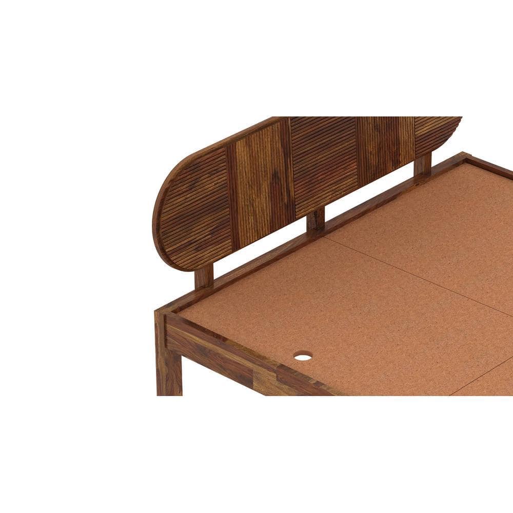 Woodwhiz Solid Wood Queen Size Non Storage Bed In Provincial Teak Finish
