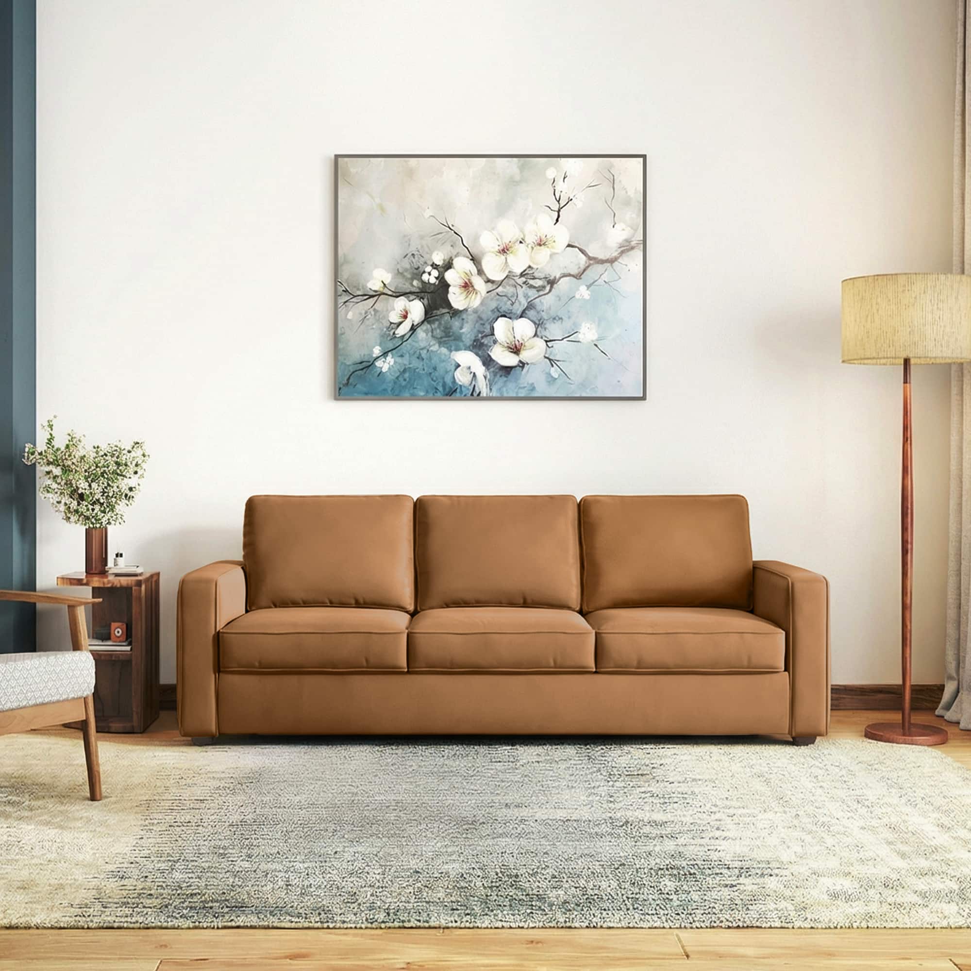 Apollo Compact 3 Seater  Fabric Sofa In Ochre velvet Colour