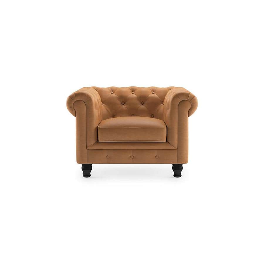 Winchester 1 Seater Half Leather Sofa in Mustard Colour