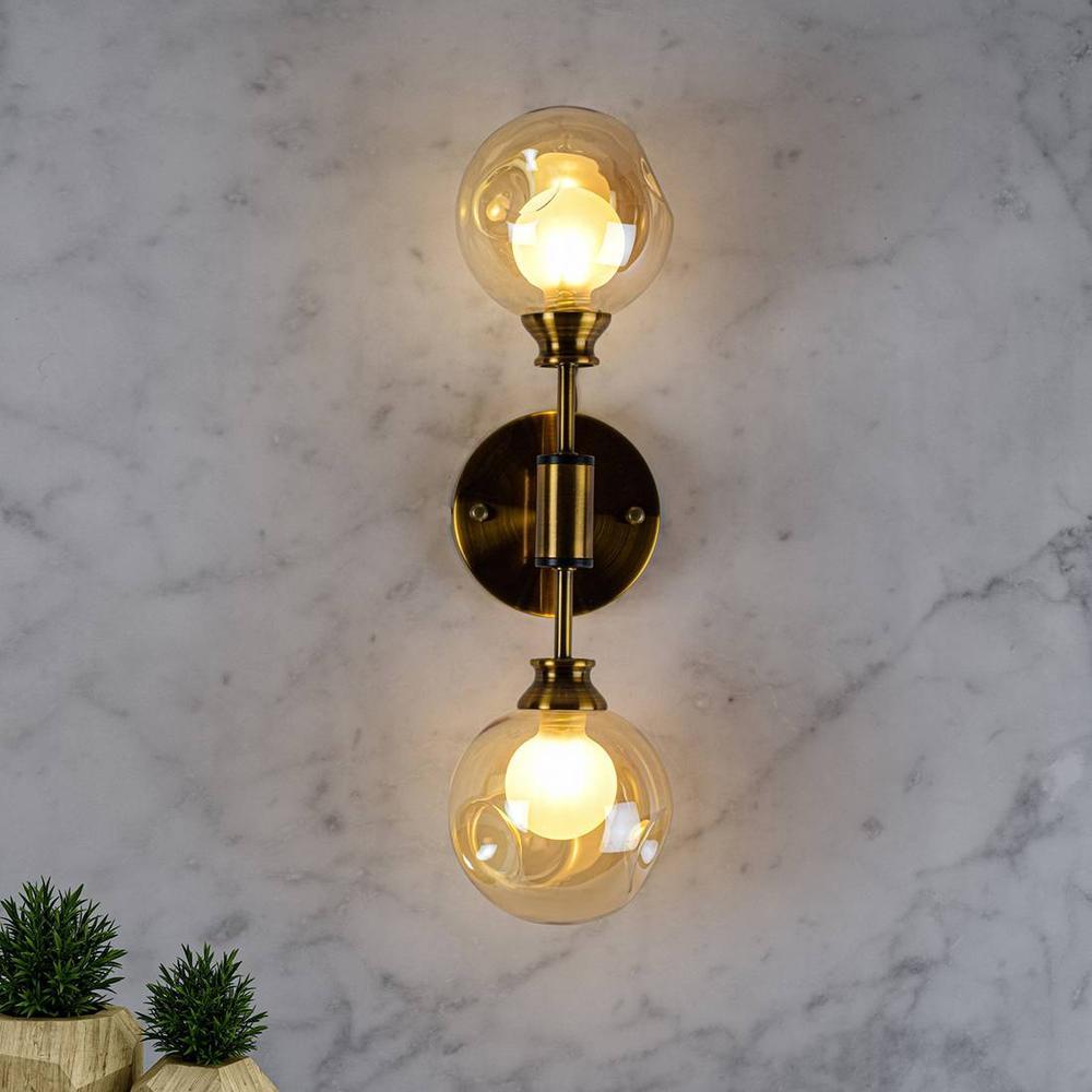 Caleb Amber Thumb Pressed Wall double Glass Sconce