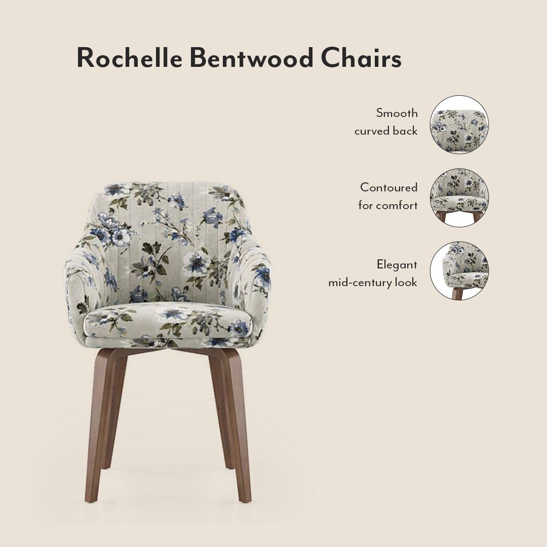 Atlas Crest Solid Wood 6 Seater Dining Table with 6 Rochelle Lounge Chair