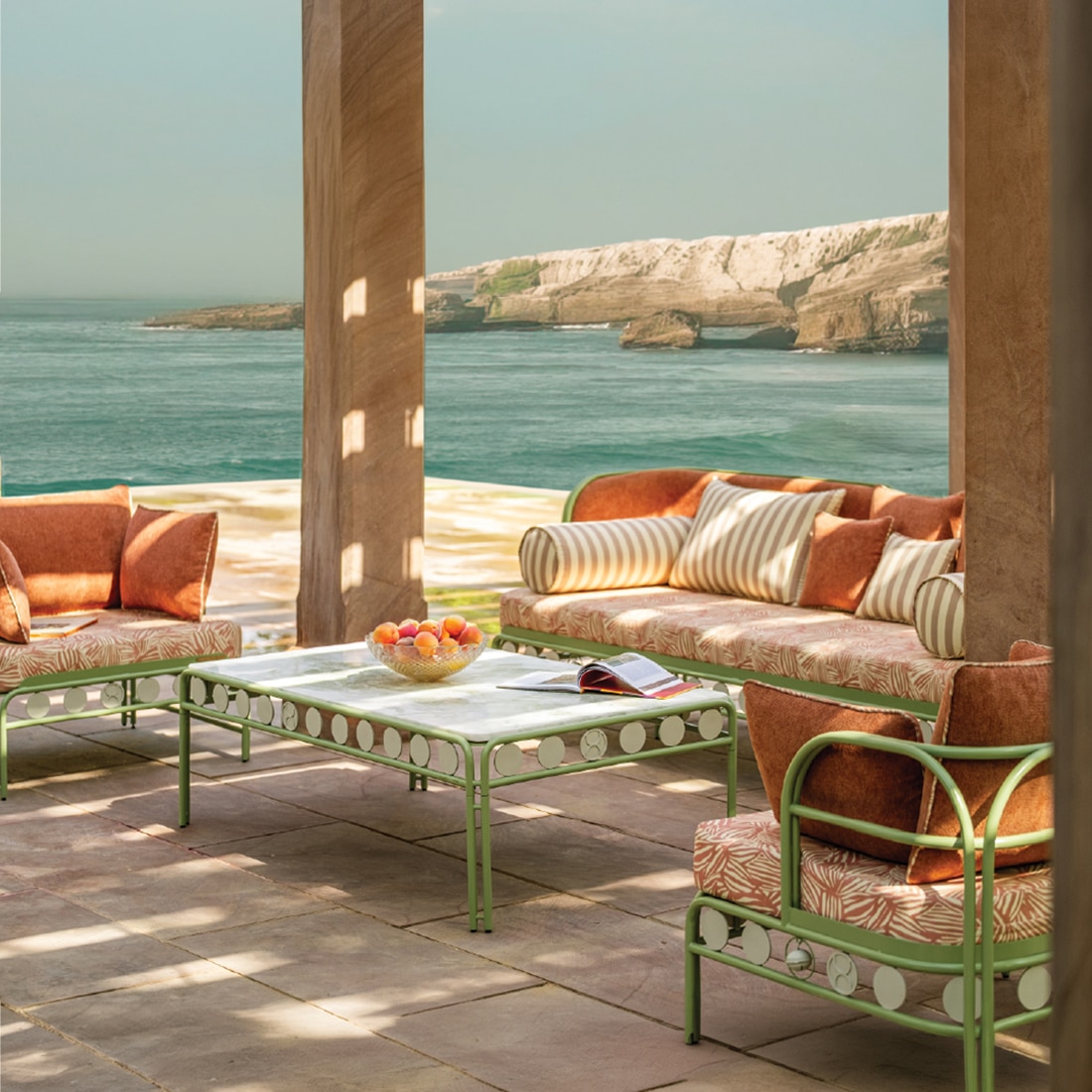 Dastoori Stainless Steel Outdoor Coffee Table in Beige Colour