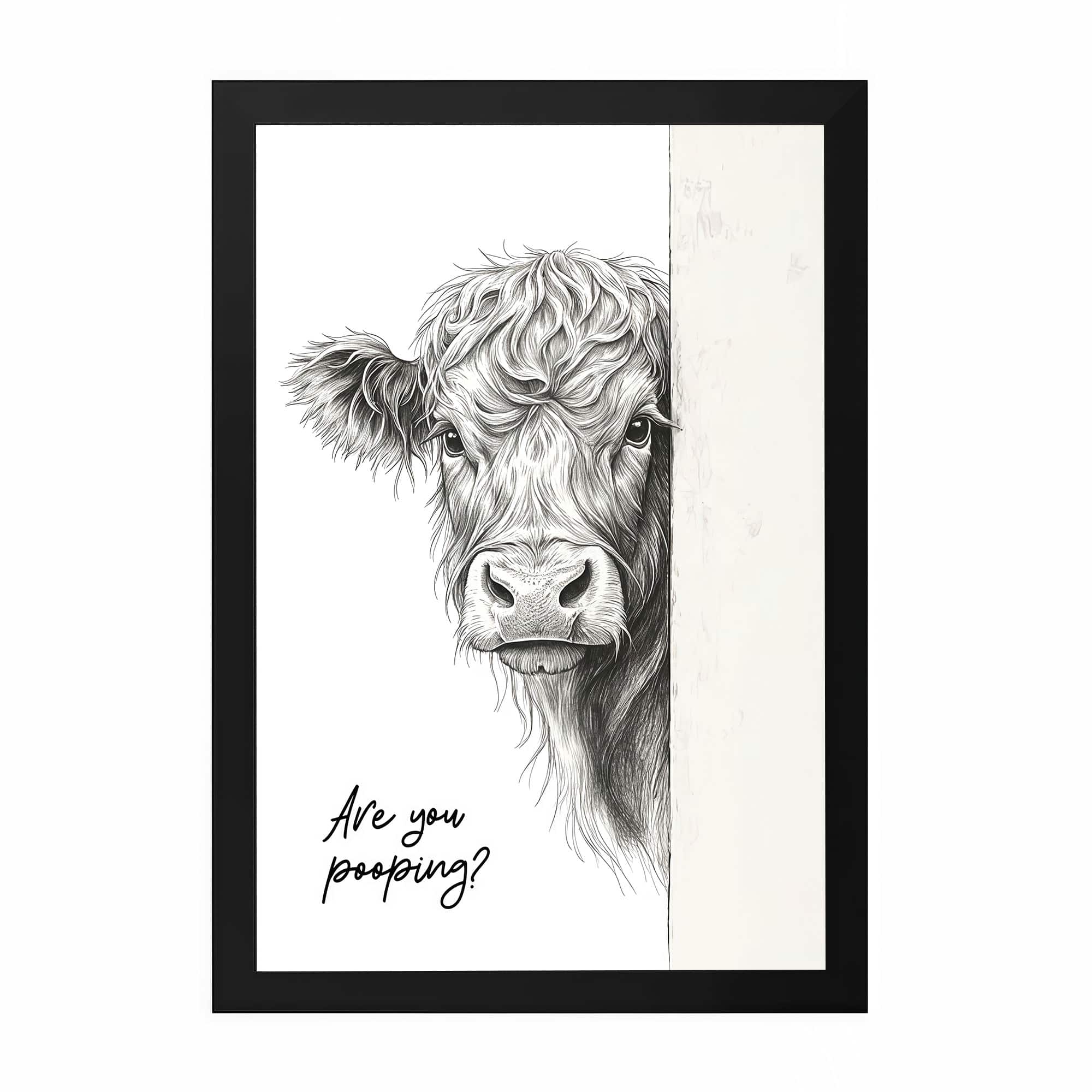 The Castle Decor Funny Highland Cow Are You Pooping Wall Art 8x12 Inch - The Castle Decor