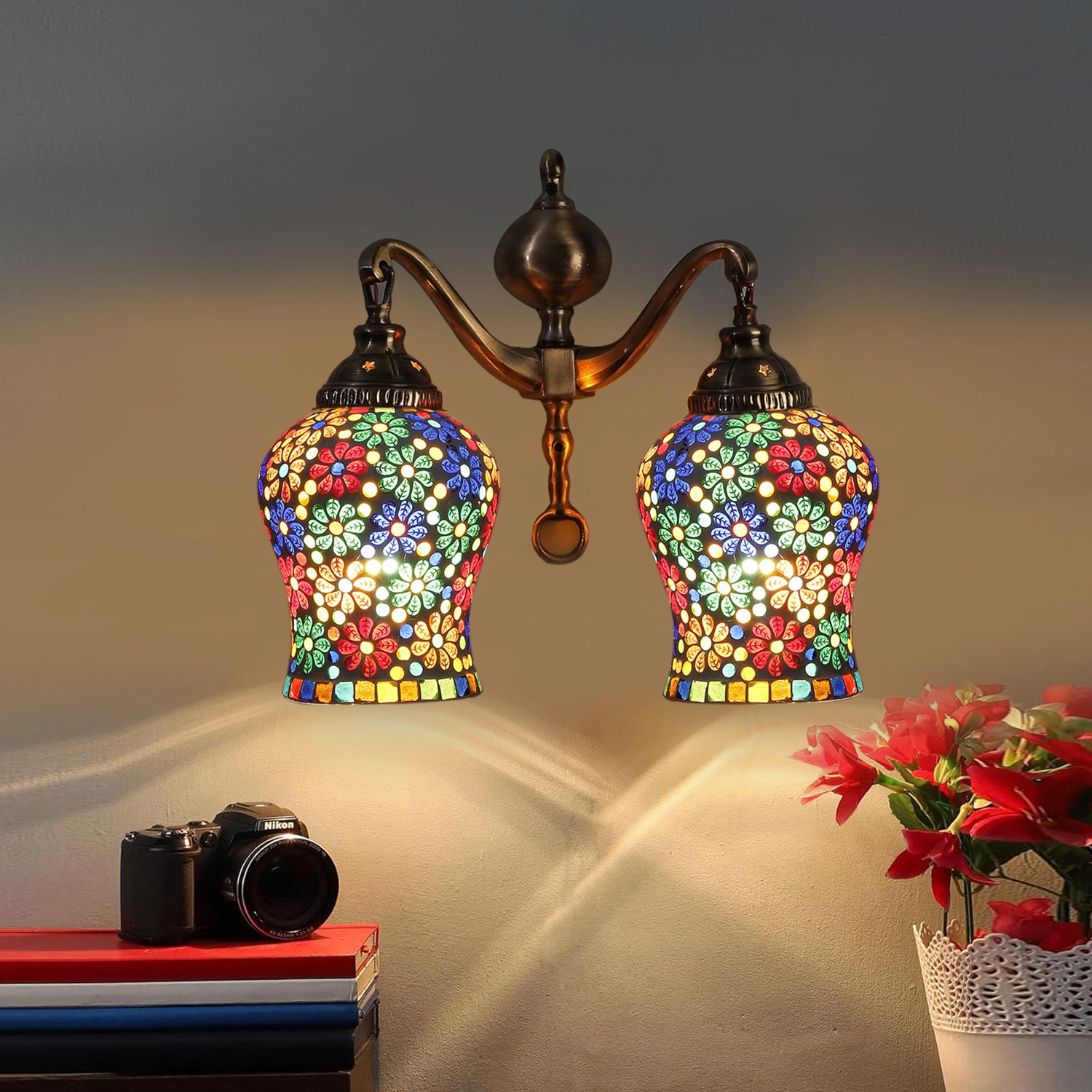Devansh Metal Electric Wall Light in Multi Colour with Multi Shade Count of 2 Lights - Devansh