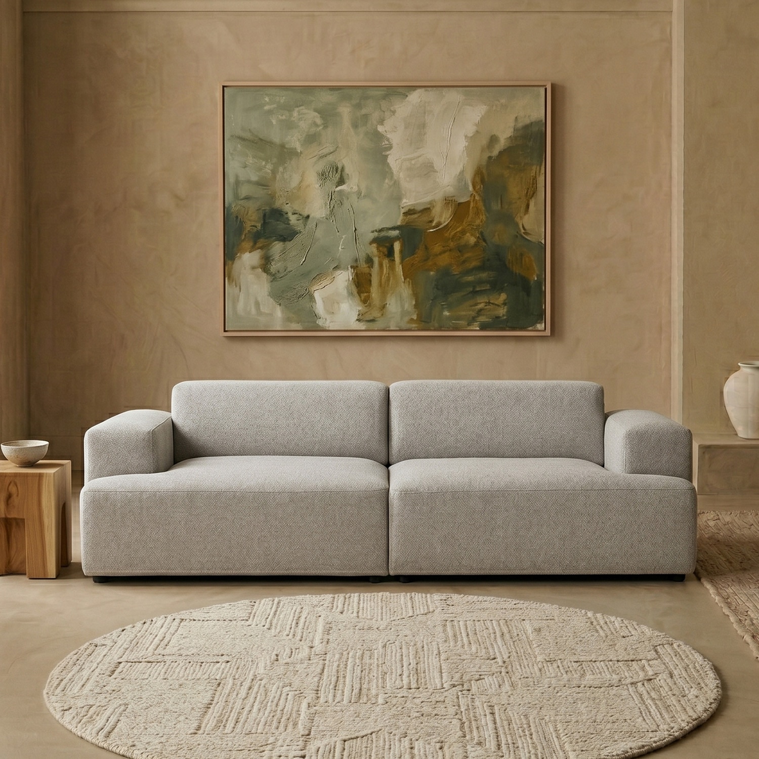Comforthaven Wood 2 Seater With Upholstery Non Storage Sofa In Grey Colour - Nestroots