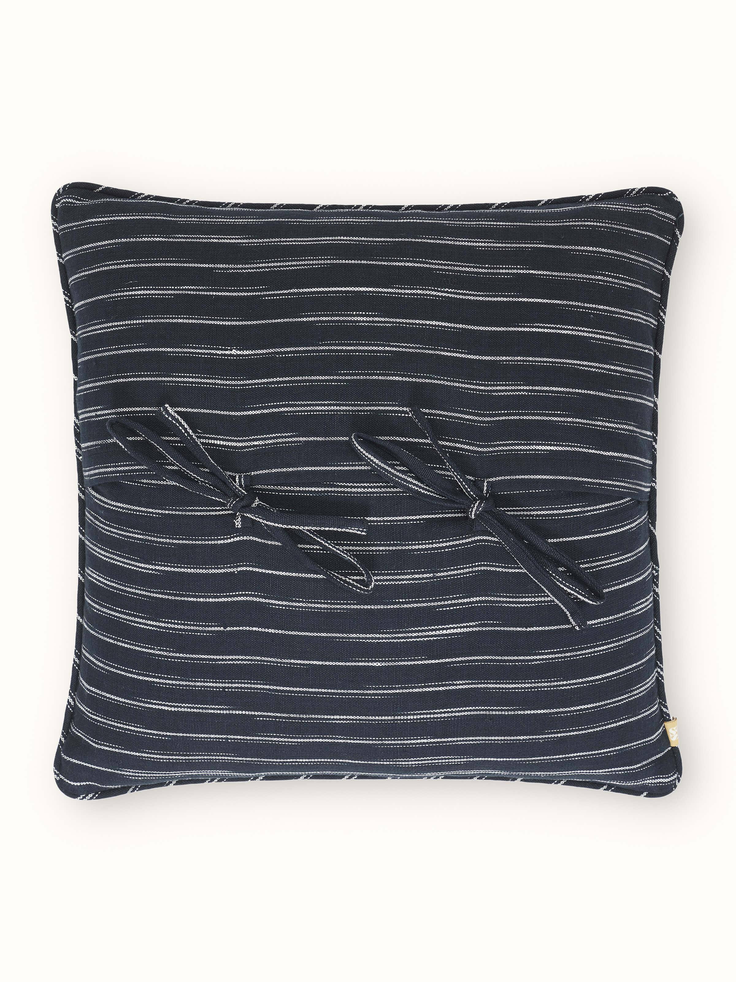 Krsna Black Rekh Cotton Handloom Cushion Cover