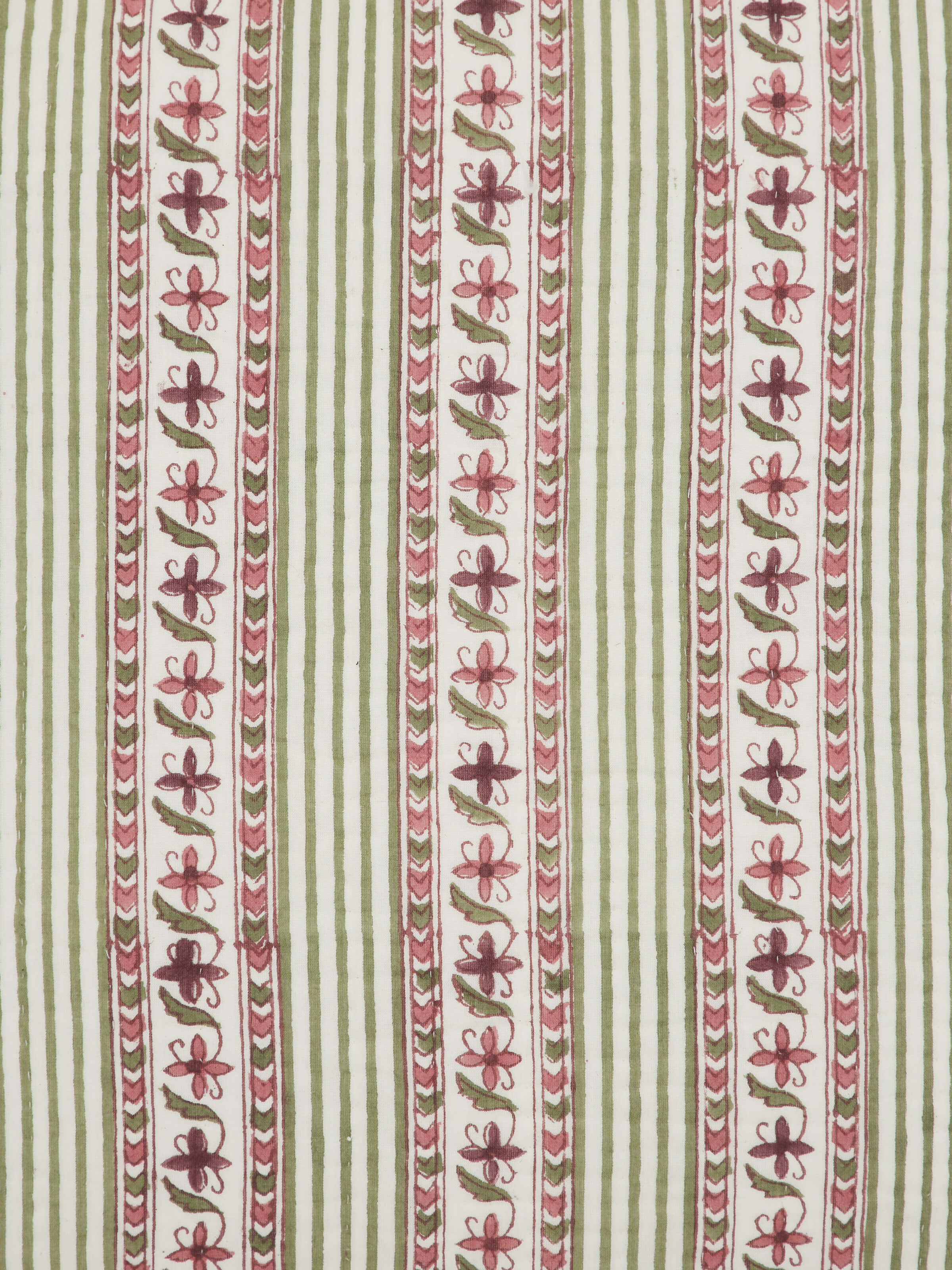 Aarunya Red Floral Stripe Cotton Sanganeri Block Printed Cushion Cover