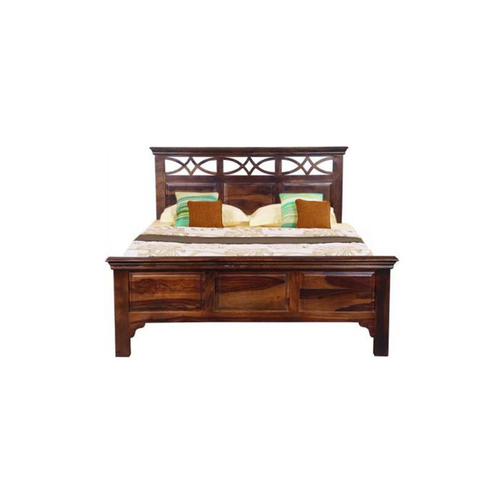Aarohi Solid Wood Queen Size Non Storage Bed In Provincial Teak Finish