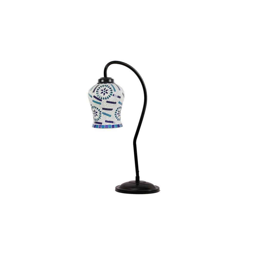 Multicolor Mosaic Glass Curvy Table lamp with Iron Base (EN20)