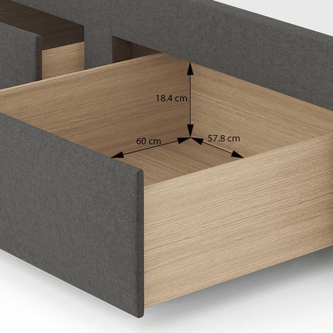 Holmebrook Engineered Wood Queen Size Drawer Storage Upholstered Bed In Urban Grey Colour