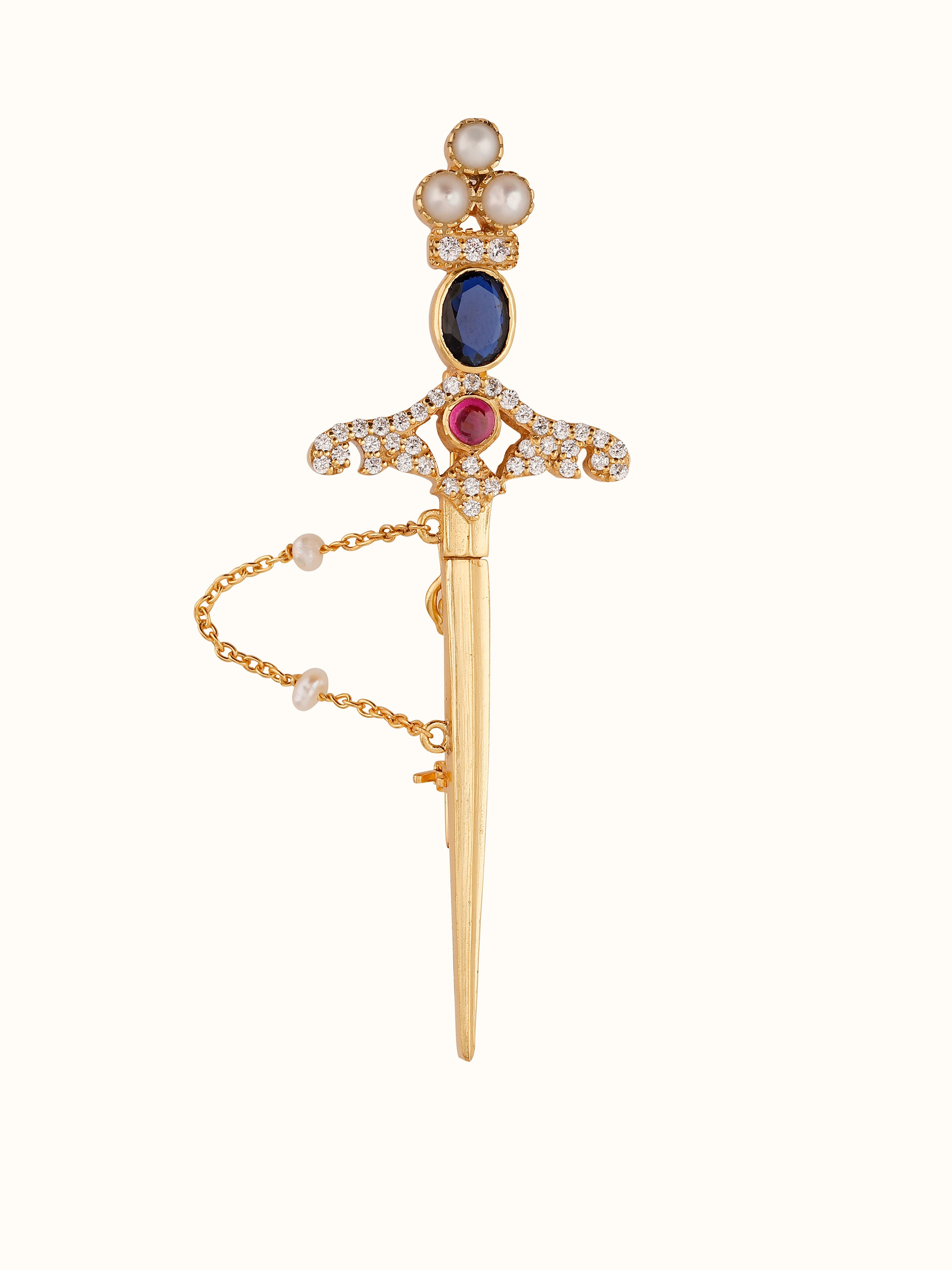 Front view of silver smithing lapel pin with handcrafted design and polished finish
