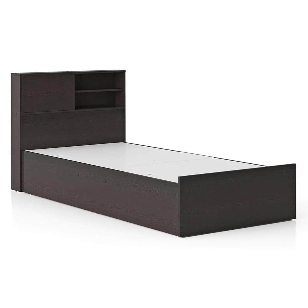 Amy Engineered Wood Single Size Box Storage Bed In Dark Wenge Finish