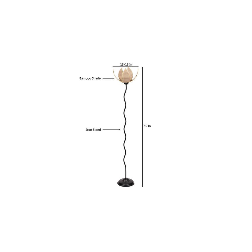 Thessaly Black Bamboo Shade Floor Lamp