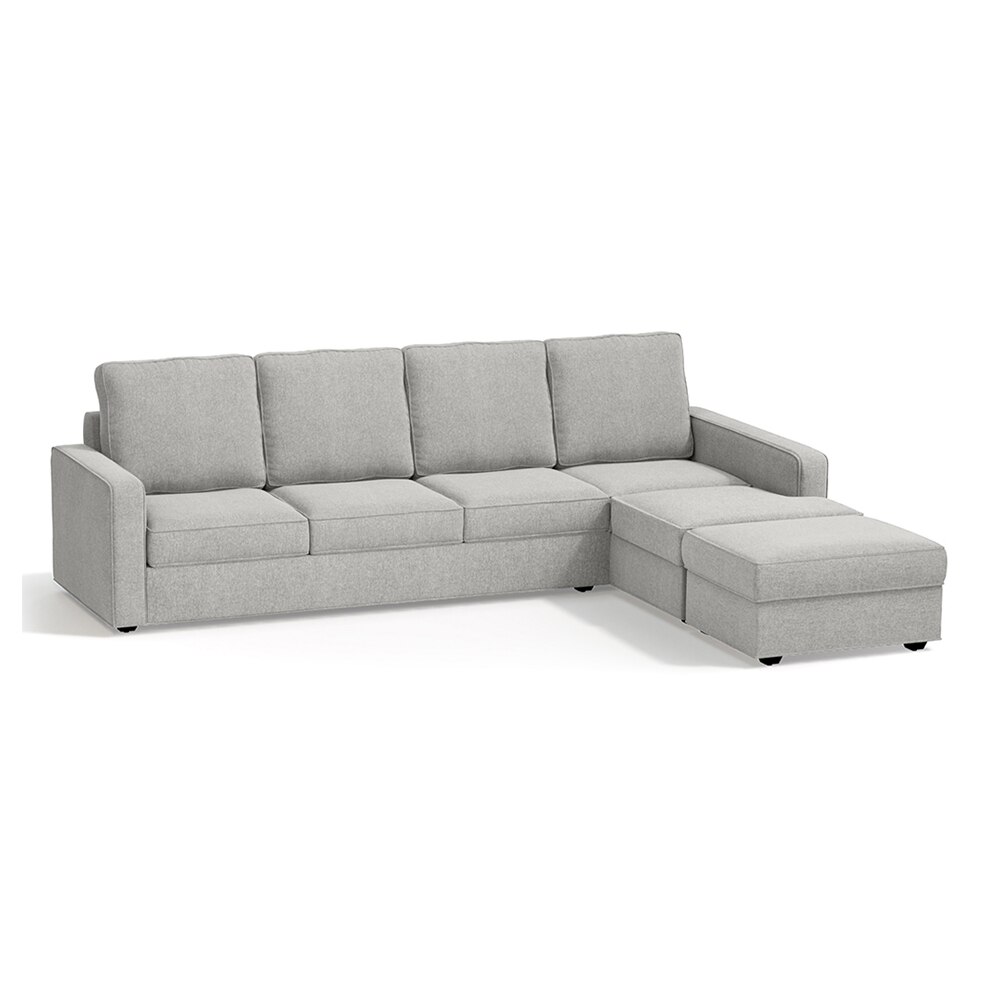 Apollo Compact Sofa (Colour : Vapour Grey, Cushion : Soft, Back Type : High Back, Seating Capacity : Right Aligned 3 Seater + Right Aligned Chaise + Ottoman)