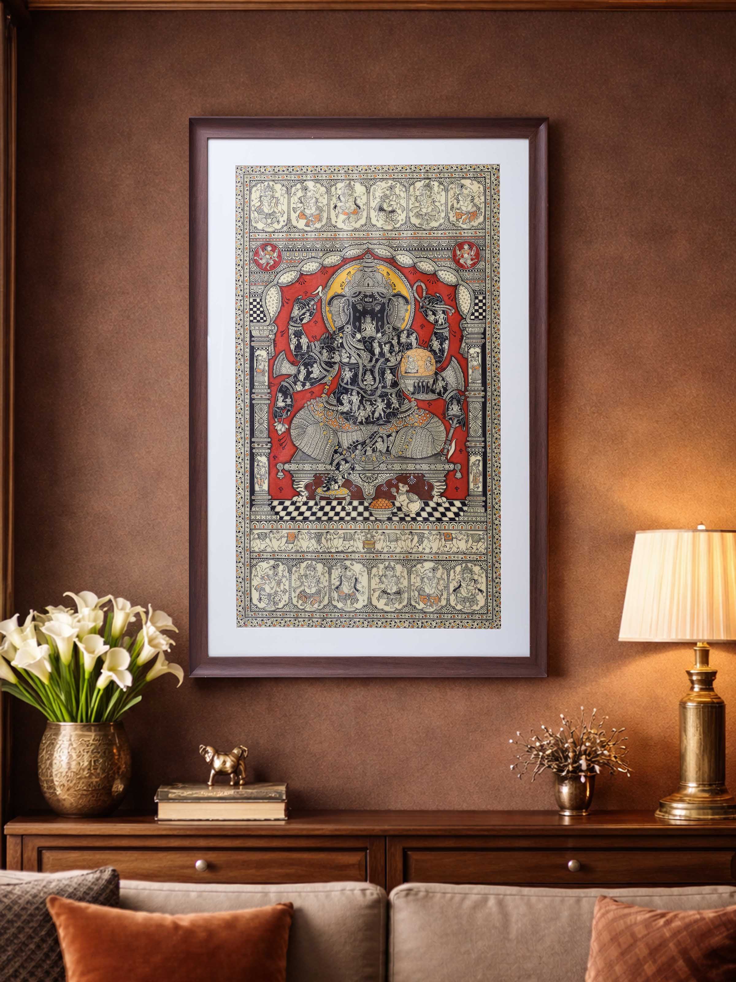 Ganesha Pattachitra Silk Painting