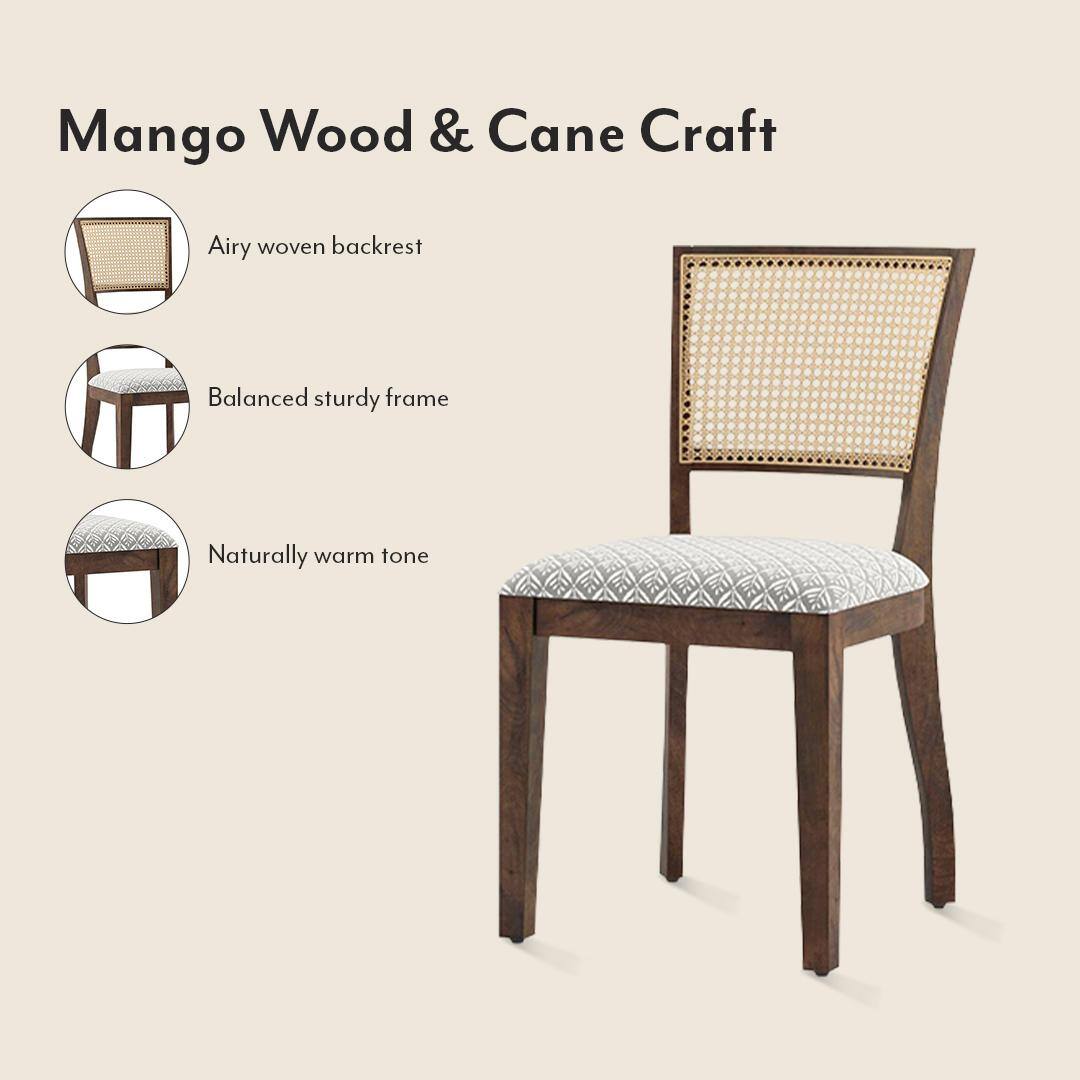 Brighton Xl 6 Seater Dining Table, Finish - Danish Walnut with Reed Dining Chair Set