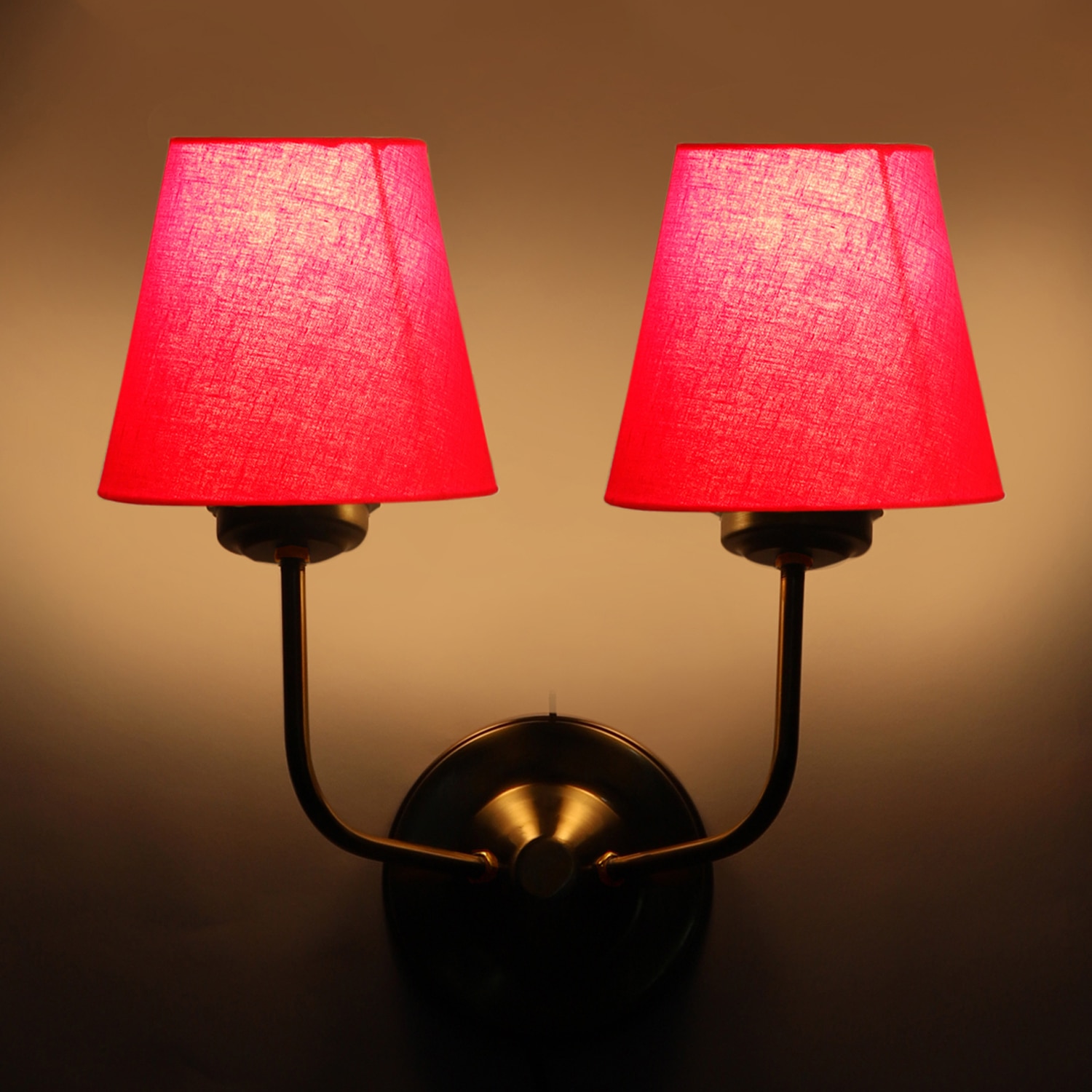 Devansh Metal Electric Wall Light in Gold Colour with Red Shade Count of 2 Lights - Devansh