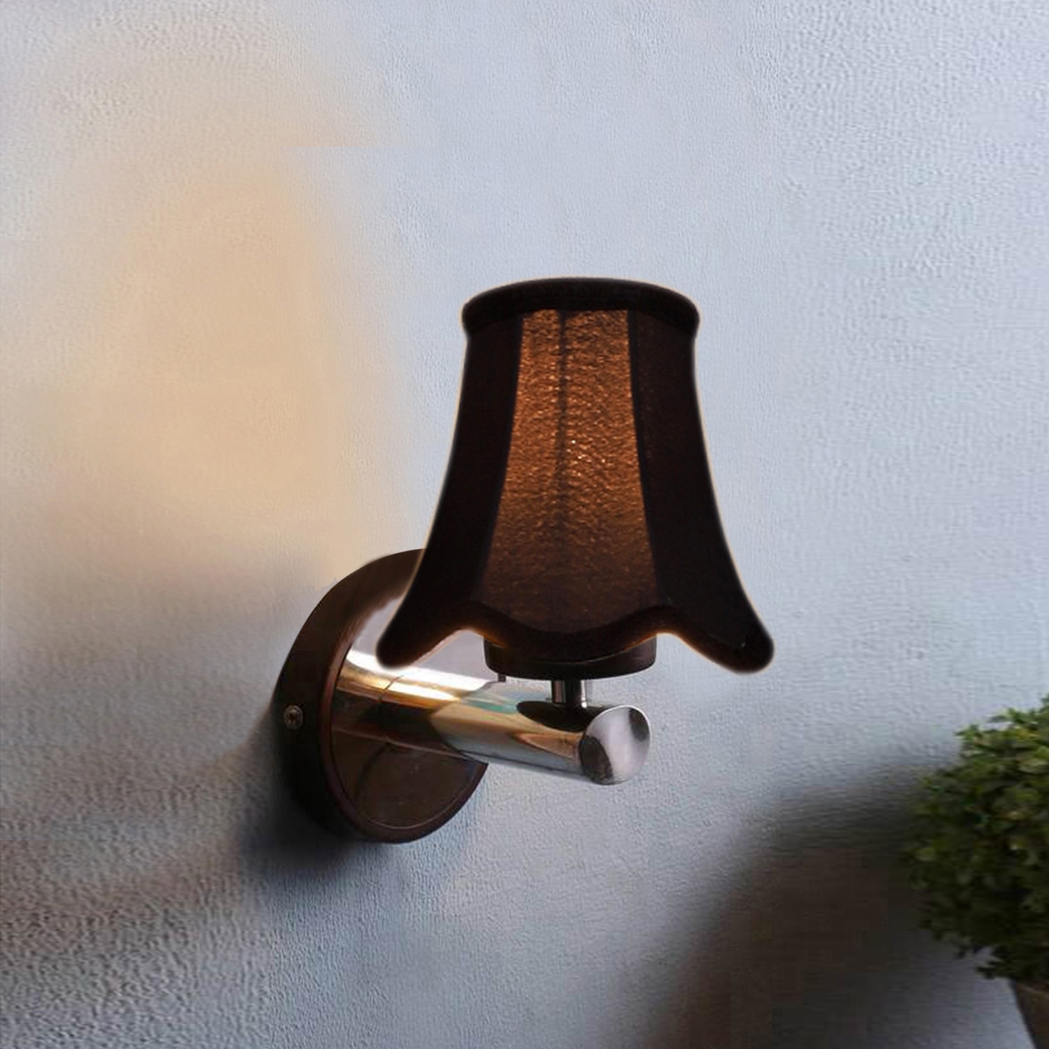 Devansh Metal Wall Mounted Lamp With Black Cotton Shade - Devansh