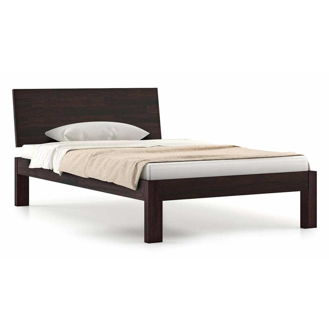 Boston Solid Wood Compact Queen Size Bed In Mahogany Finish