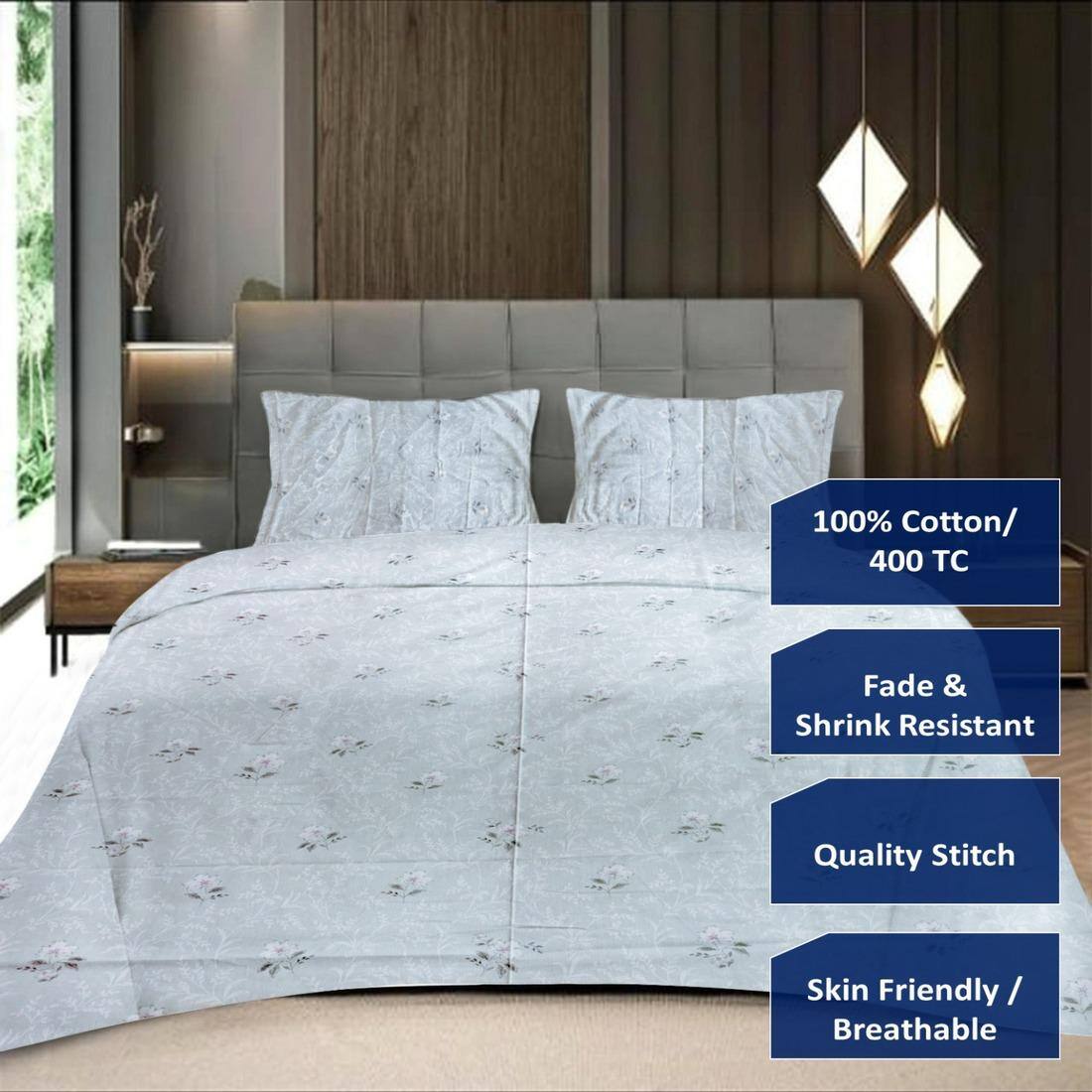 Threads Silky Touch Premium Super Double Queen Size Flat Bedsheet 254 x 230 cms