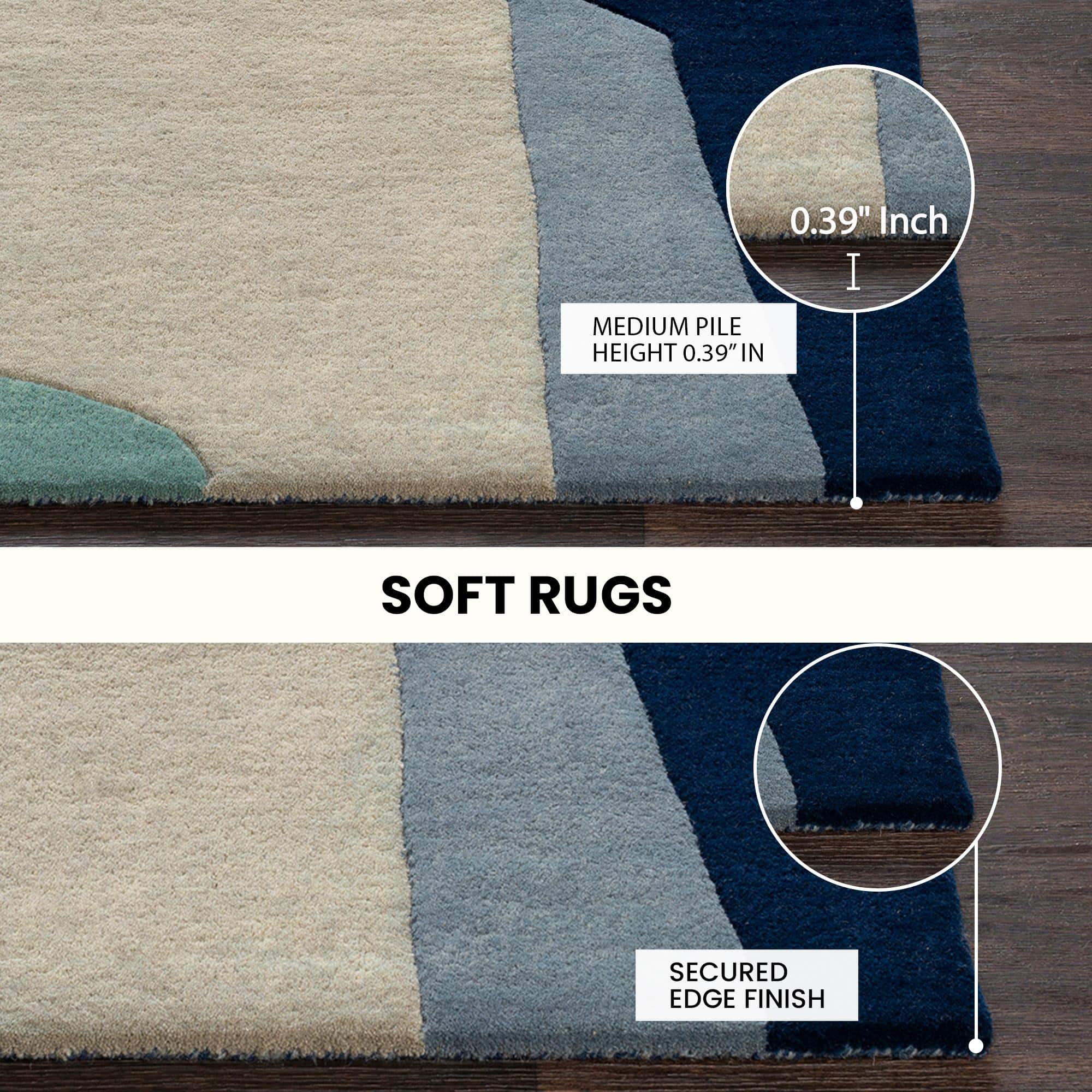 Blue Abstract Wool 5x7 Carpet