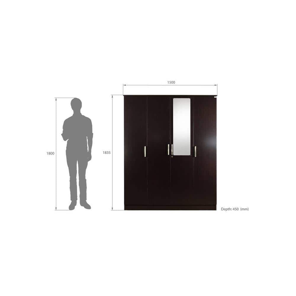 Maisie 4 door Wardrobe with Mirror