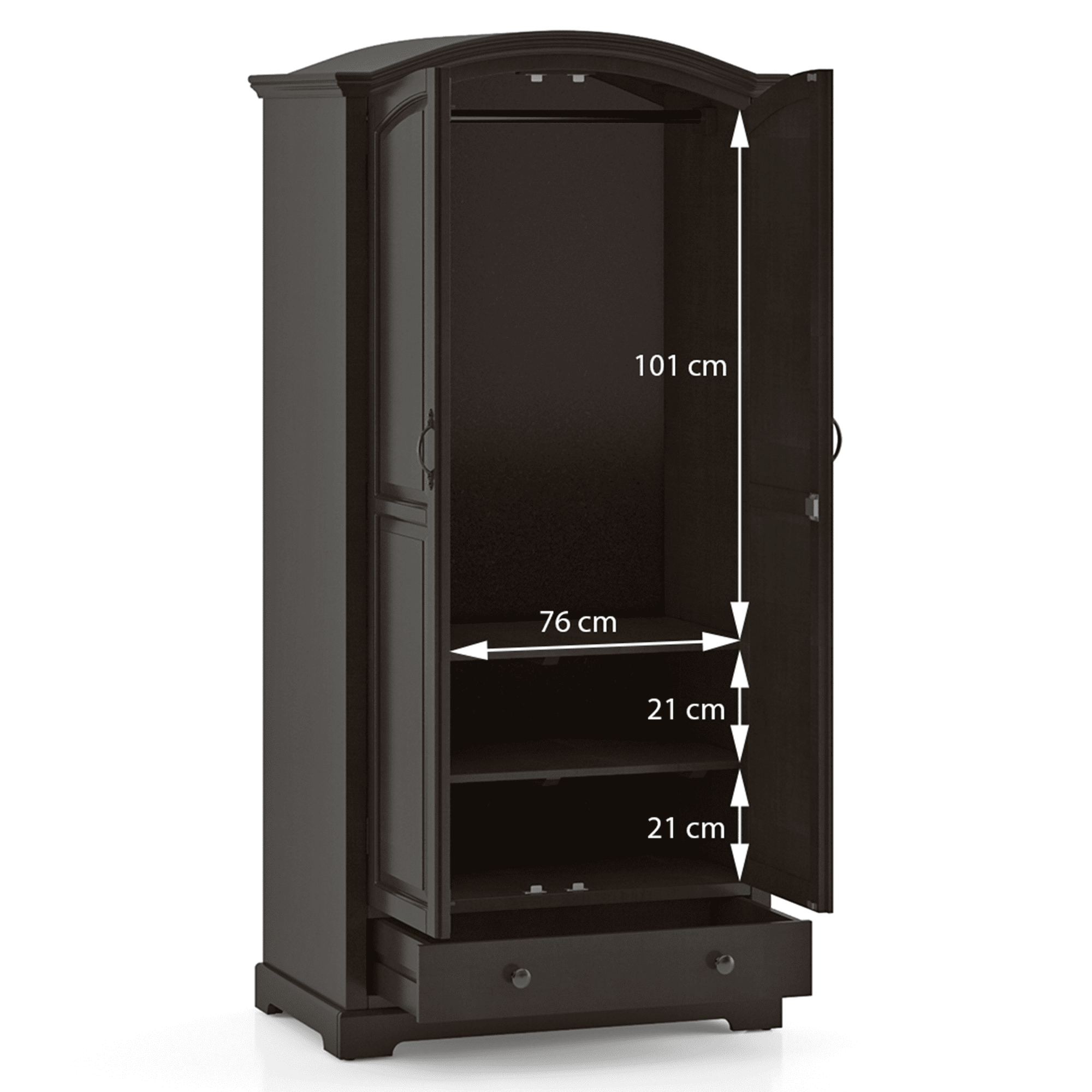 Alexandra 2 Door Wardrobe in American Walnut Finish