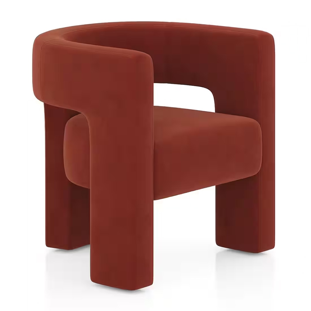 Juniper Lounge Chair in Deep Crimson Velvet