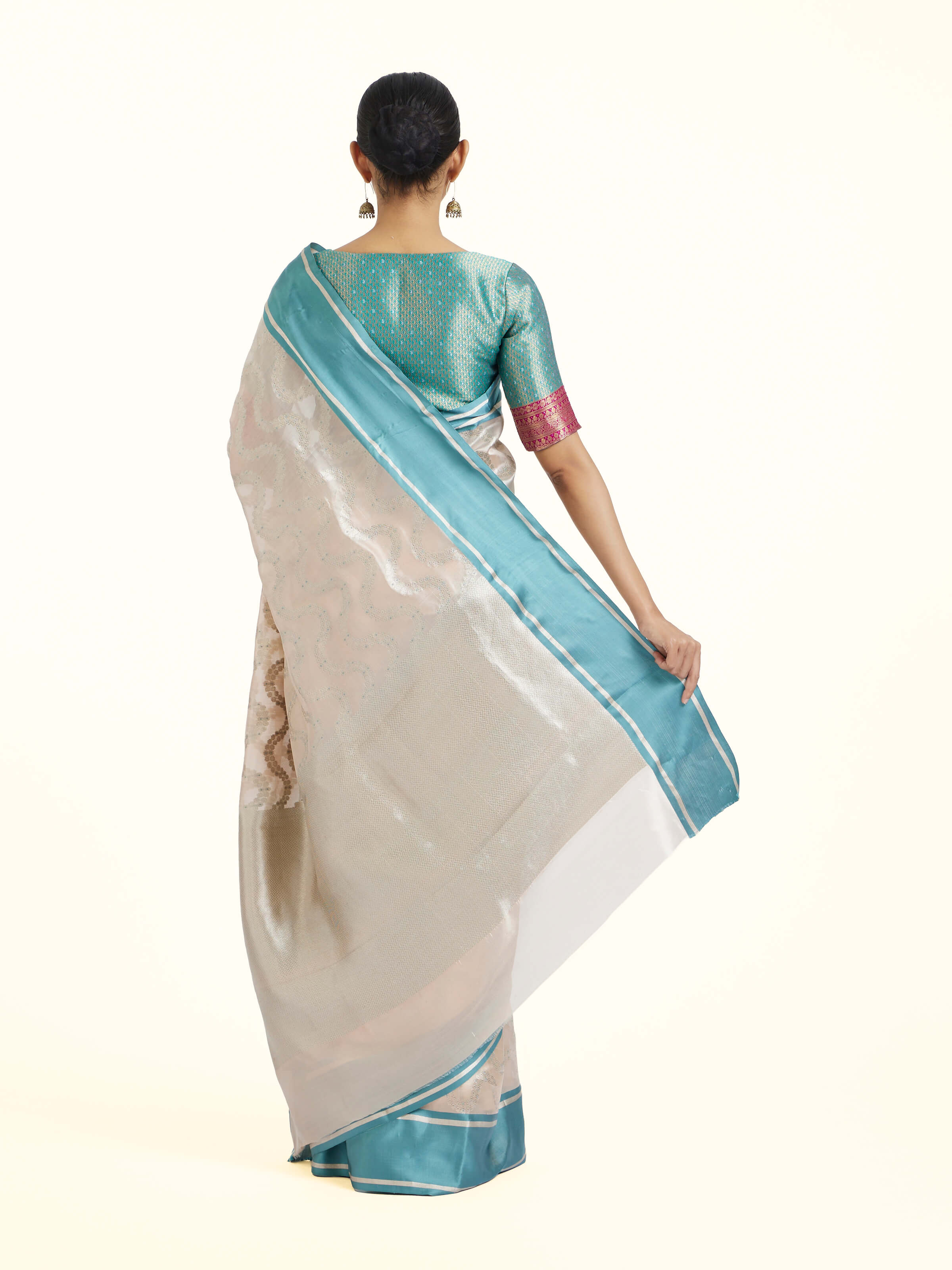 Light Peach Chanderi Aknaliya Saree