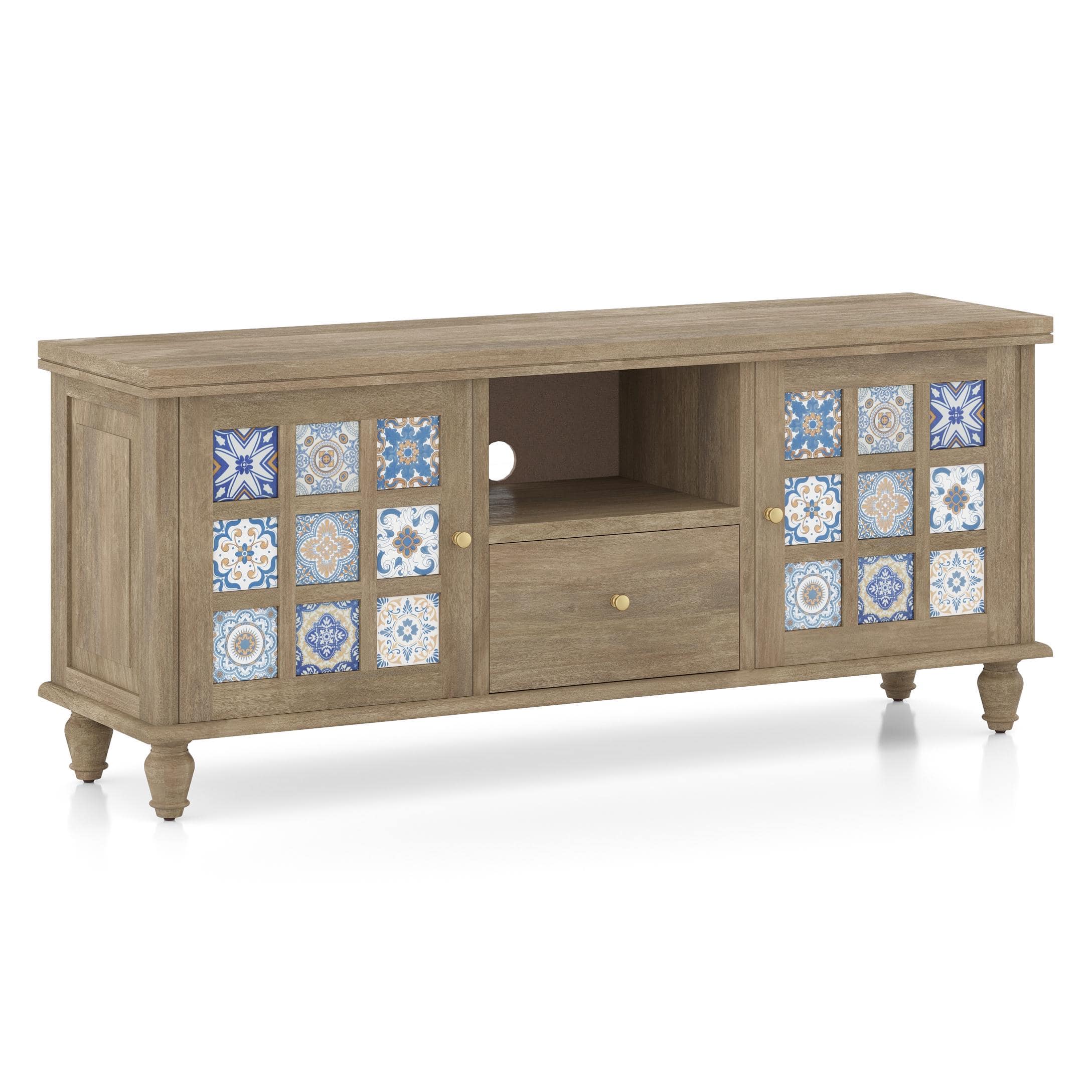 Azul Solid Wood TV Unit in Brushed Bali Oak Finish