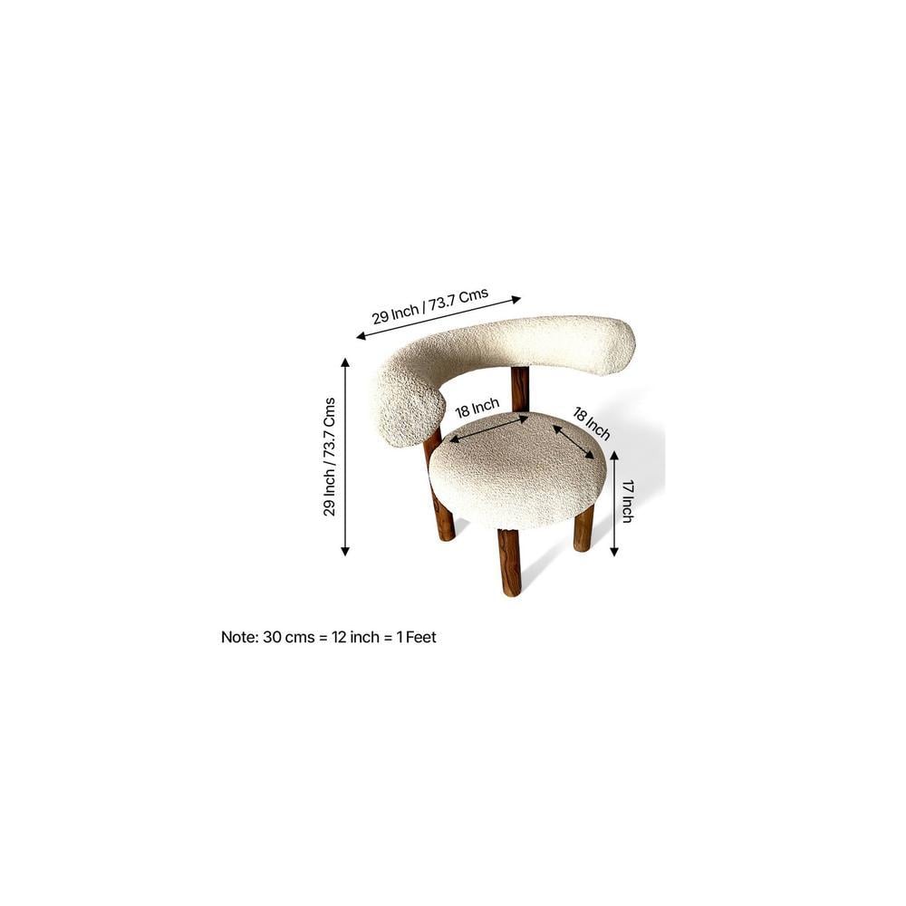 Westfield Sheesham Wood Mid Century Lounge Chair in Off White