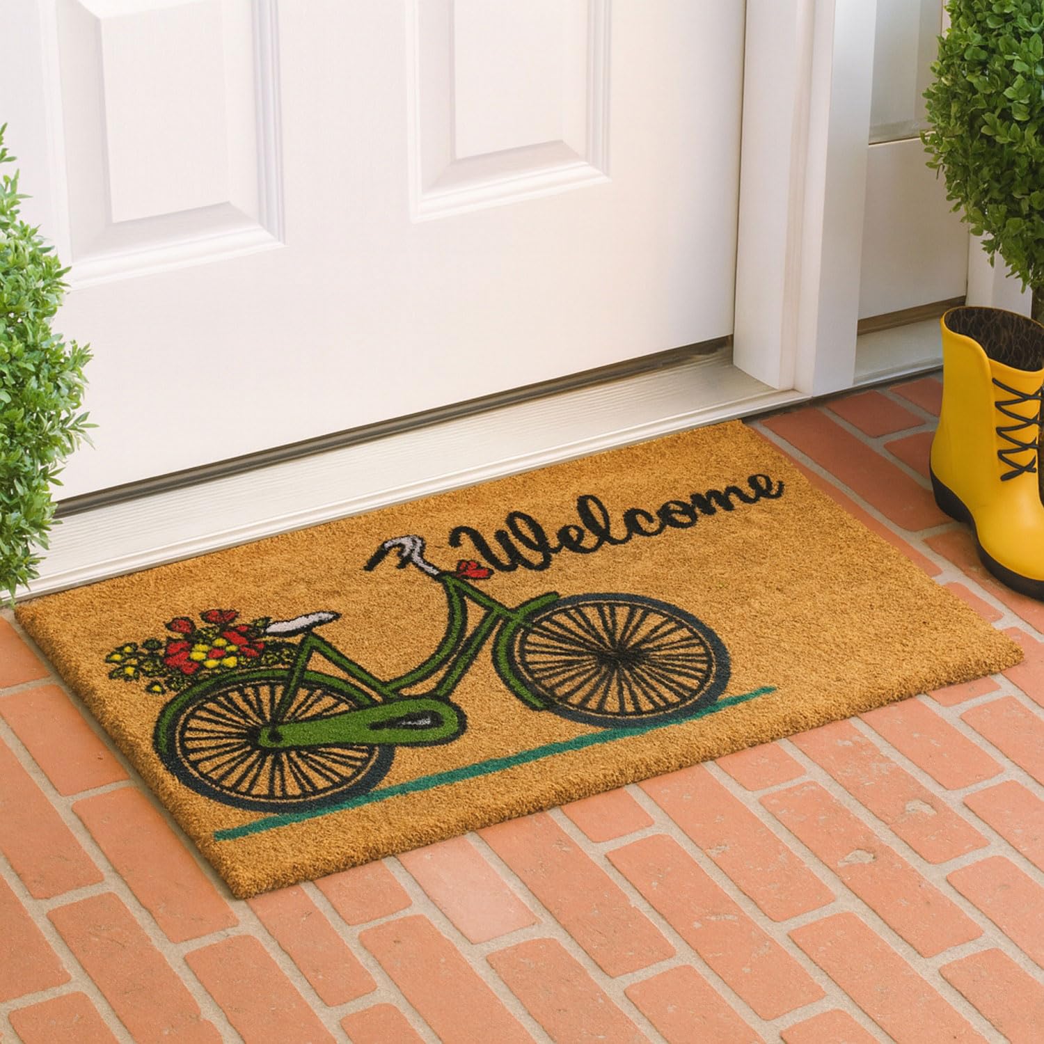 Luxe Home 100% Natural Coir Doormat Bicycle Print Design (71x45 cm)