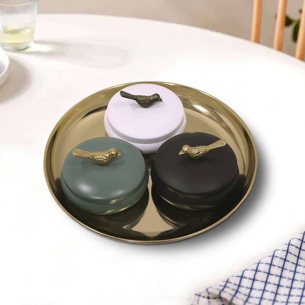 Metalsmith Metal Serveware Box Set of 4 with Tray Multicolor Finish - Metalsmith