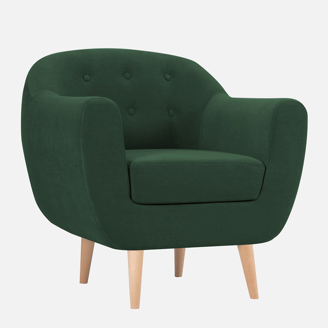 Colam Velvet 1 Seater Sofa in Green Colour