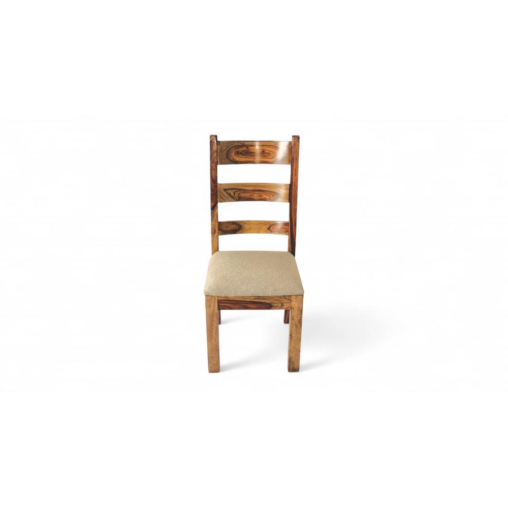 Newport Sheesham Wood   Dining Chair in Jute Beige     TEAK FINISH