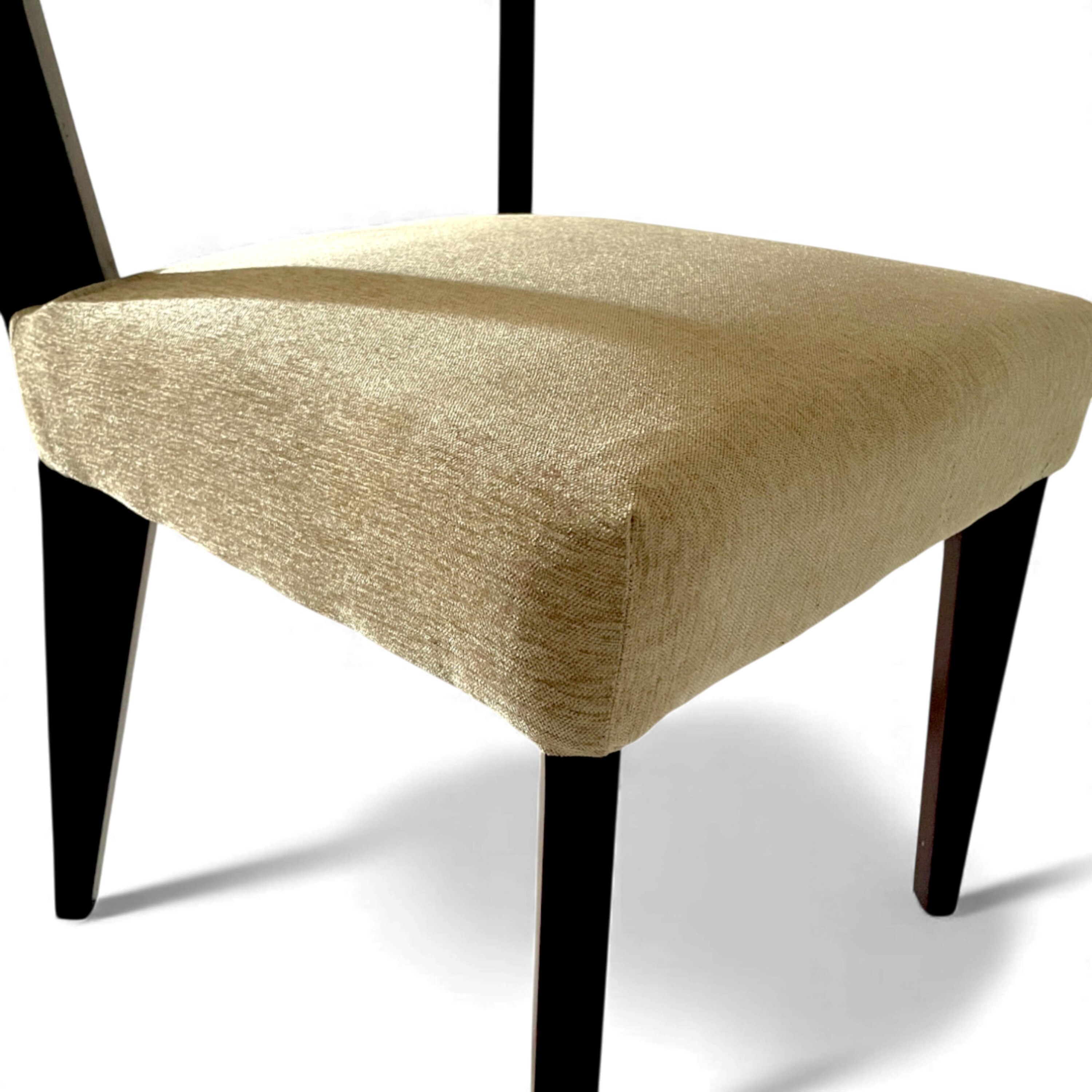 Newport wood Set of 2 Dining Chairs in Beige Mossy Fabric Cushioning with DARK WALNUT FINISH