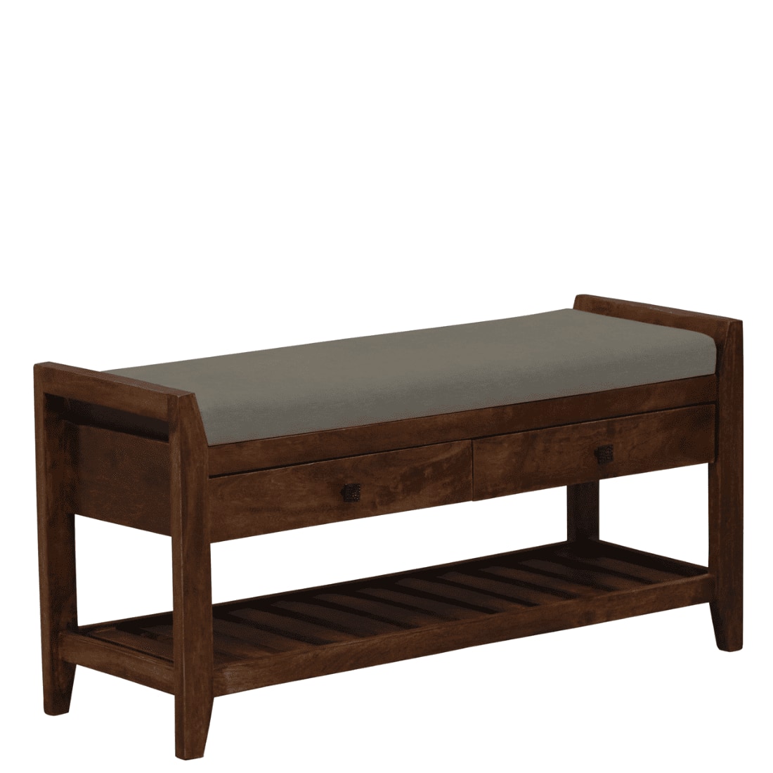 Kongsberg Solid Wood Shoe Rack with Seating in Walnut Brown finish