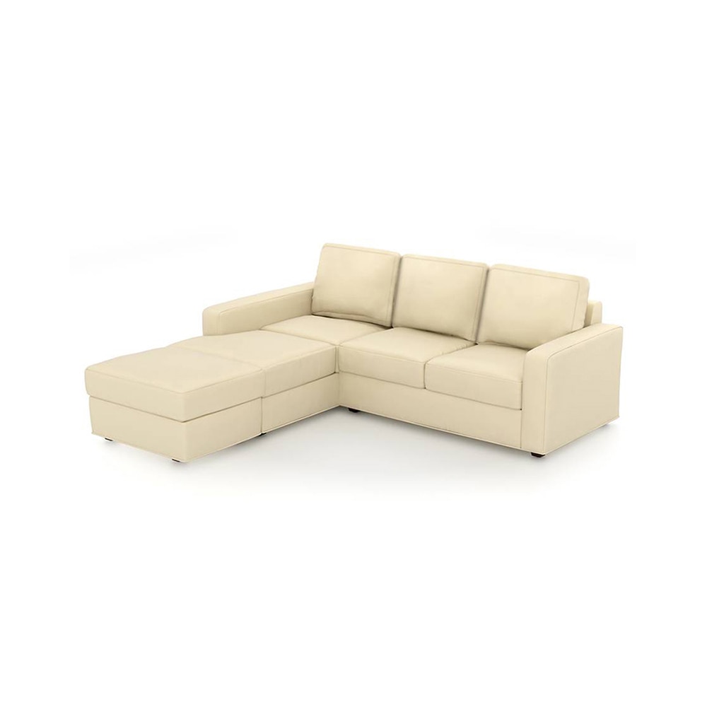 Apollo Compact Sofa (Colour : Cream, Cushion : Soft, Seating Capacity : Left Aligned 2 Seater + Left Aligned Chaise + Ottoman)