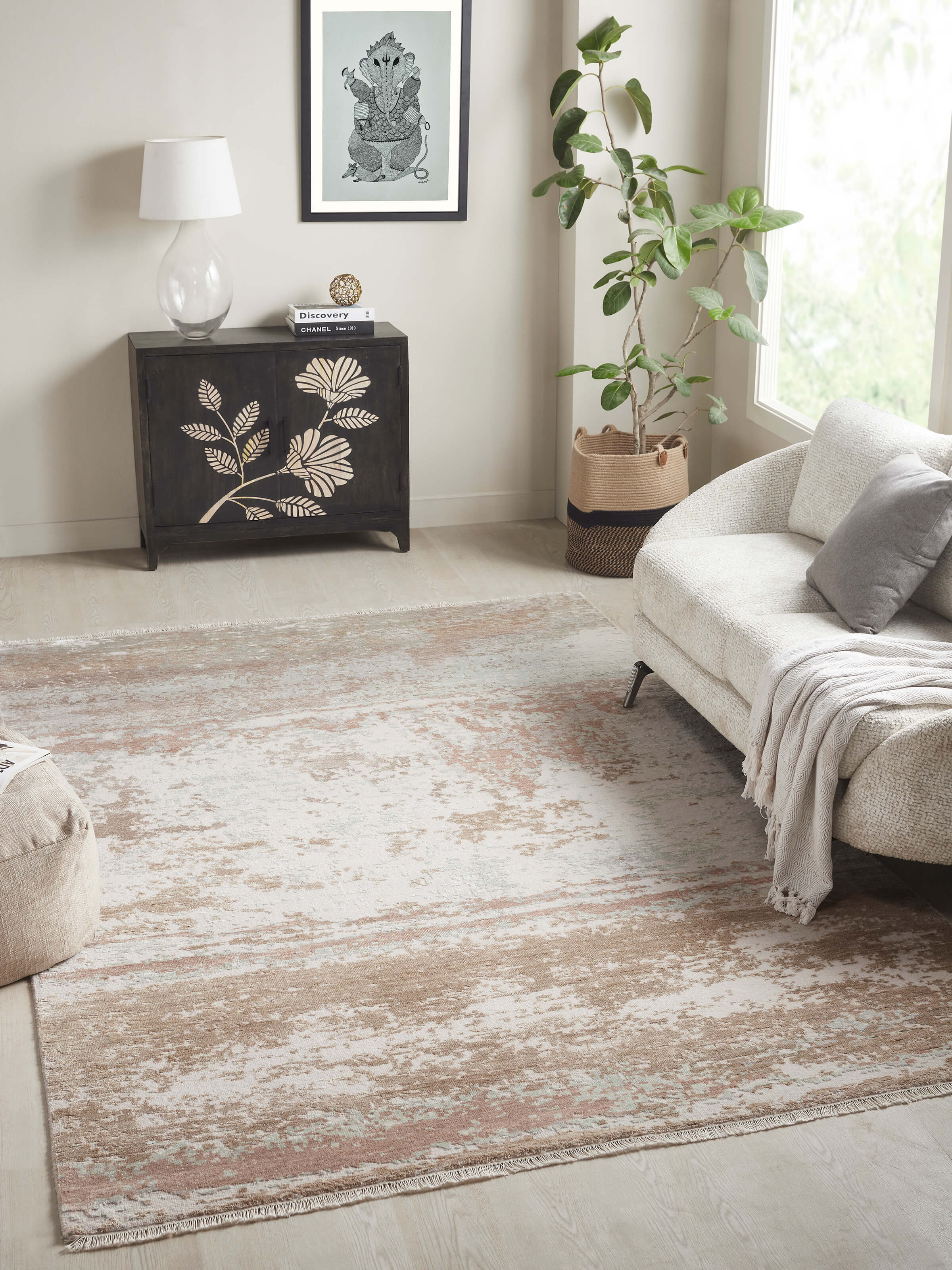 Top-down shot highlighting the texture and weave of the Agra wool and viscose blend